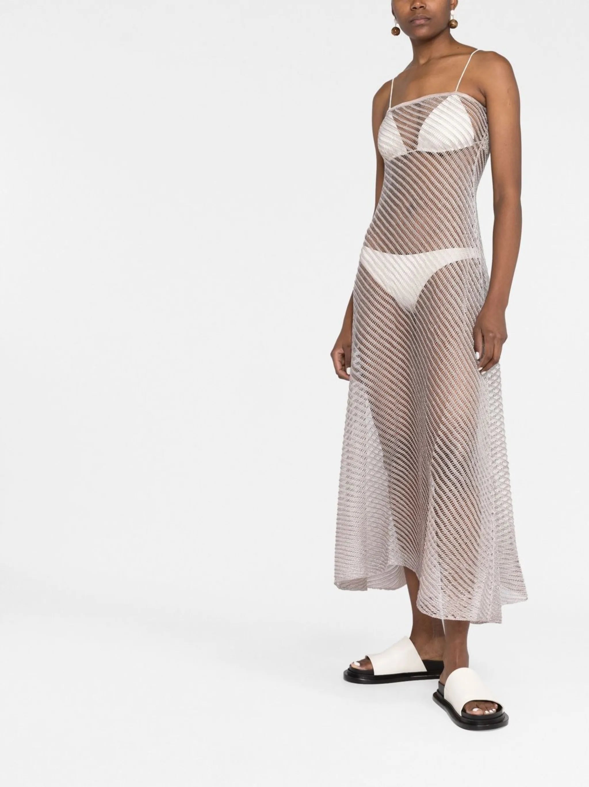 Moire sheer knitted dress