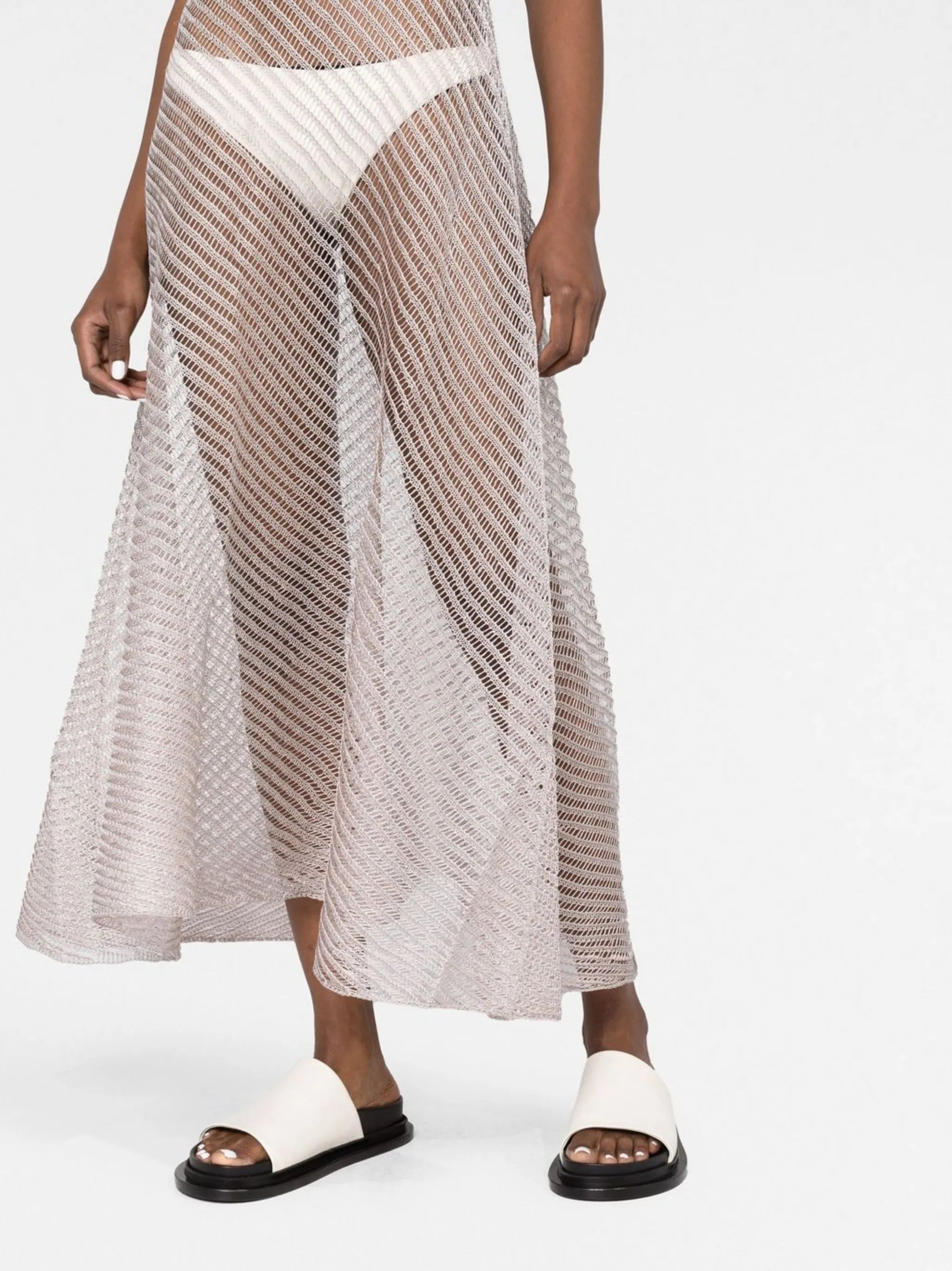 Moire sheer knitted dress