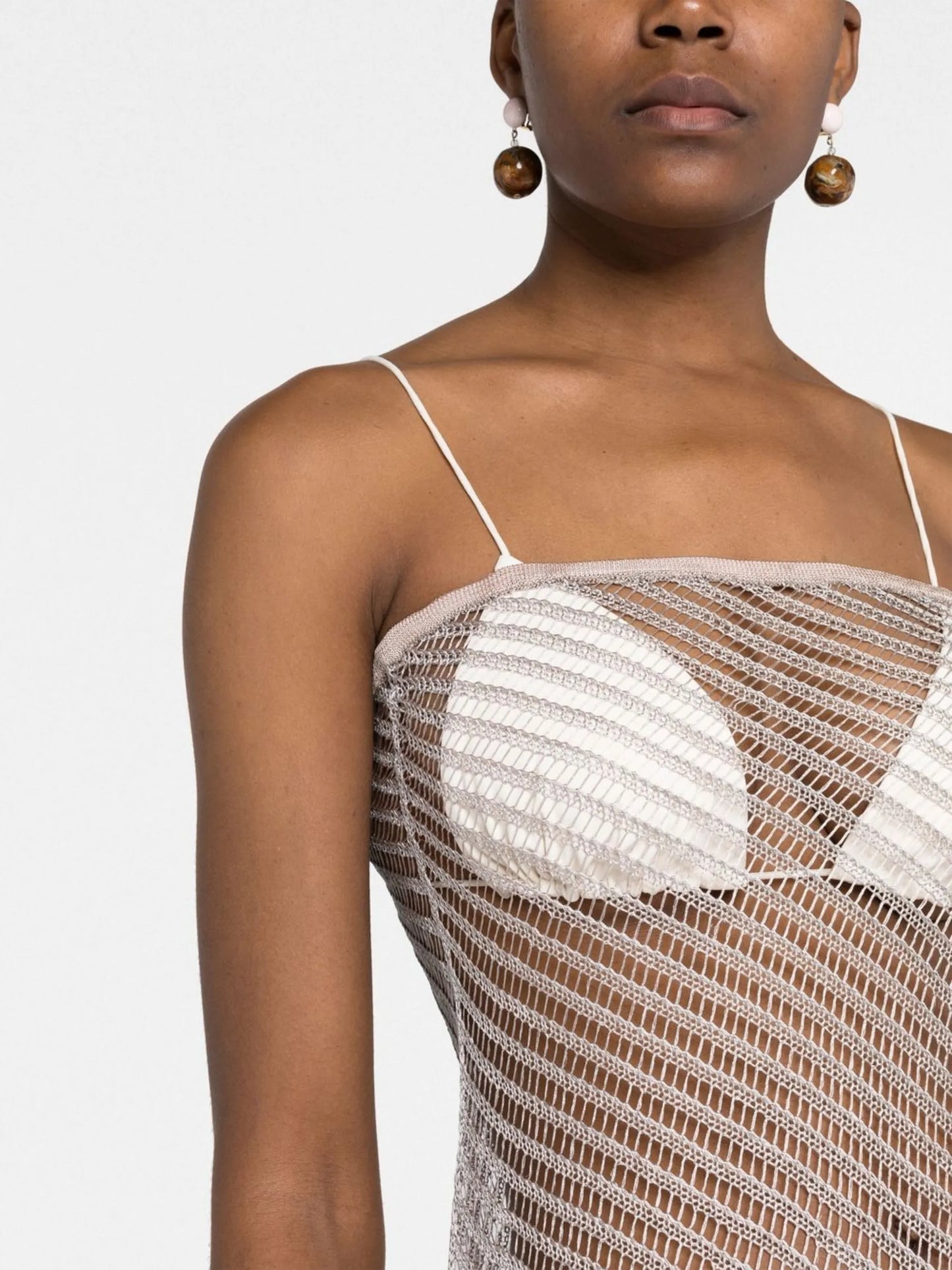 Moire sheer knitted dress