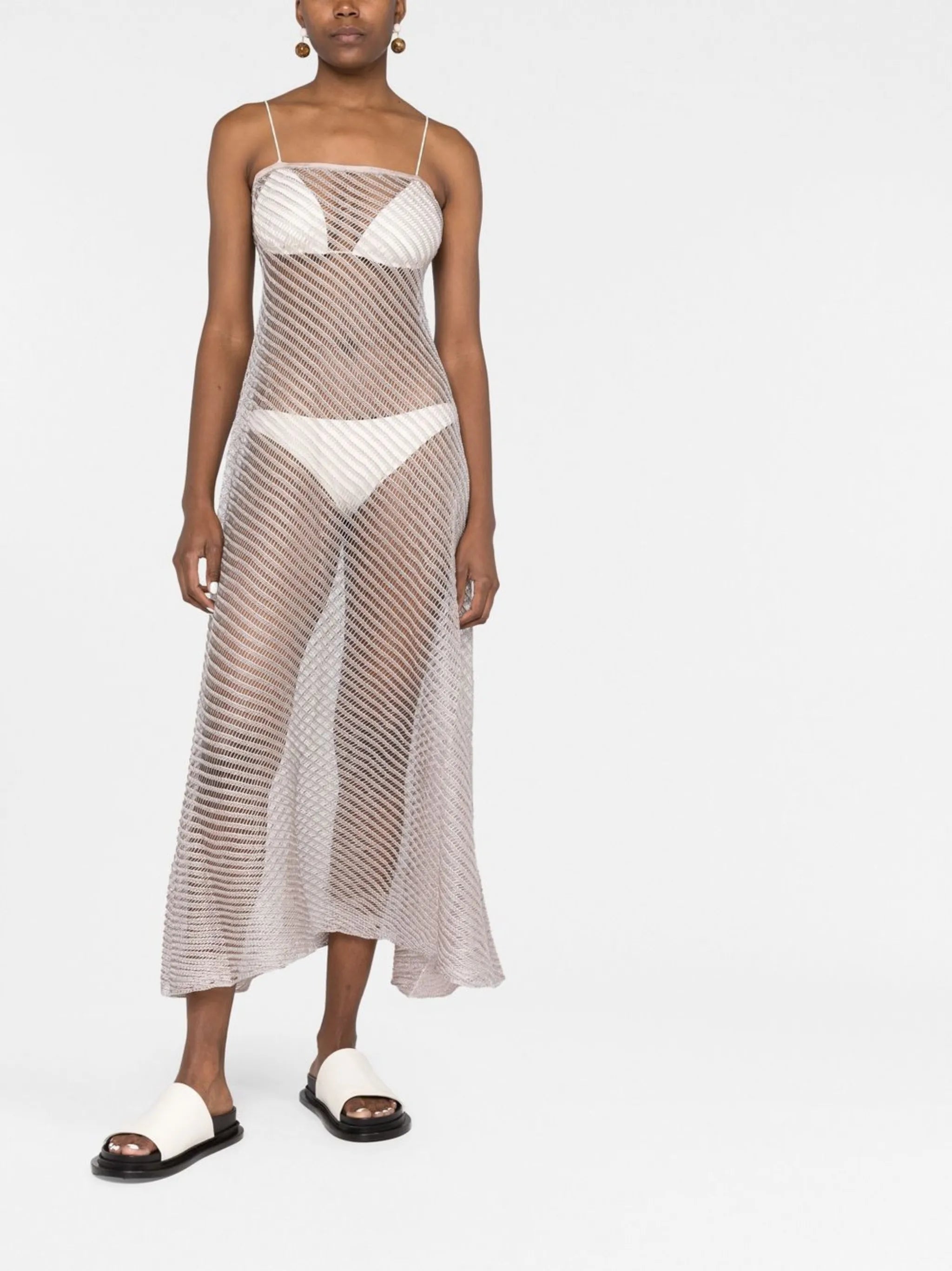 Moire sheer knitted dress