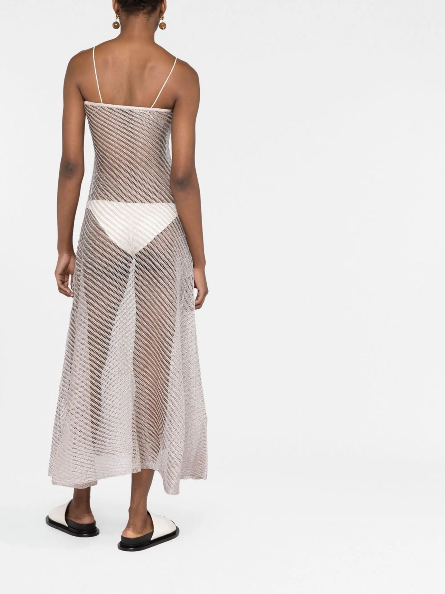 Moire sheer knitted dress