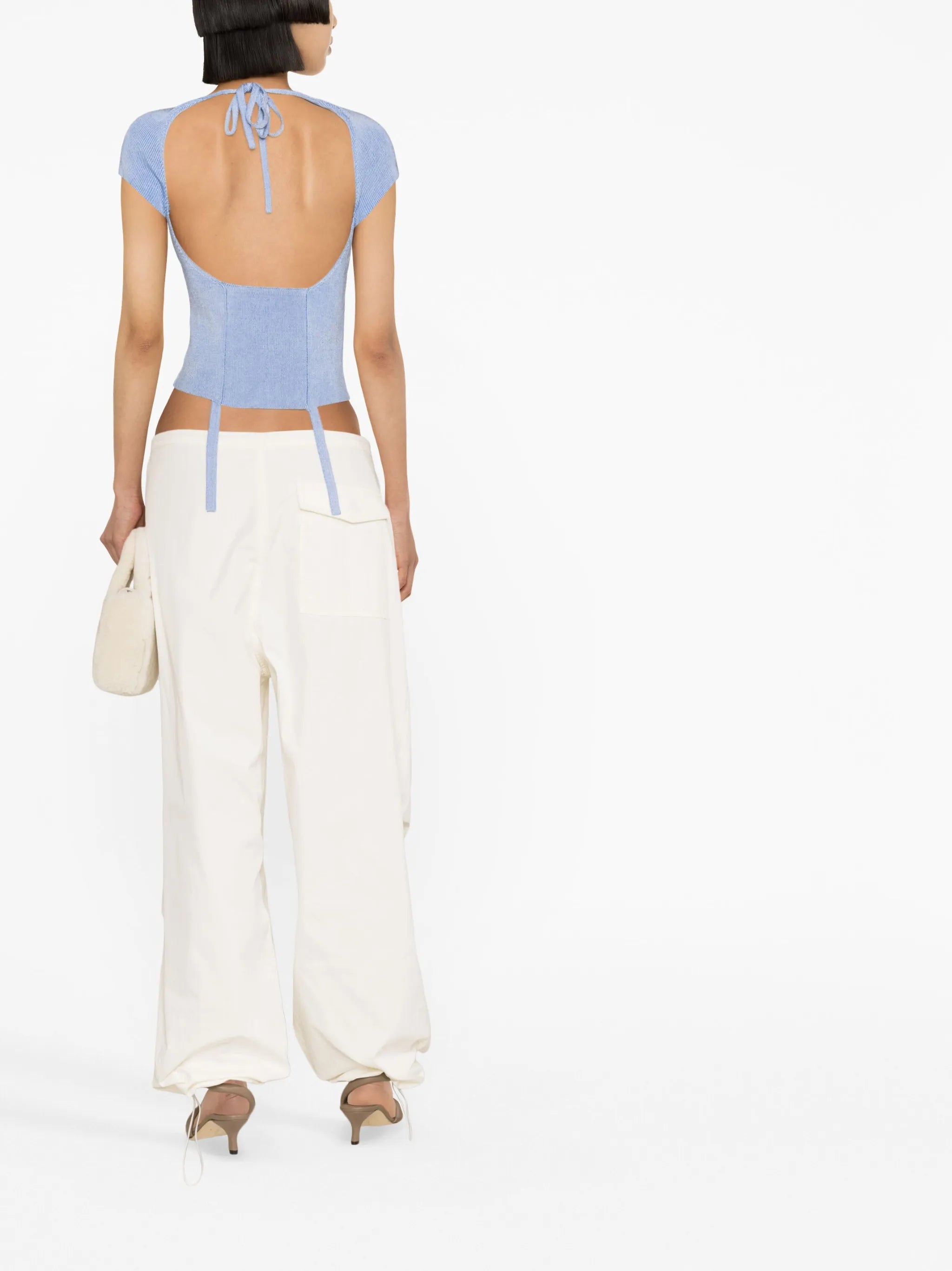 open-back short-sleeve top