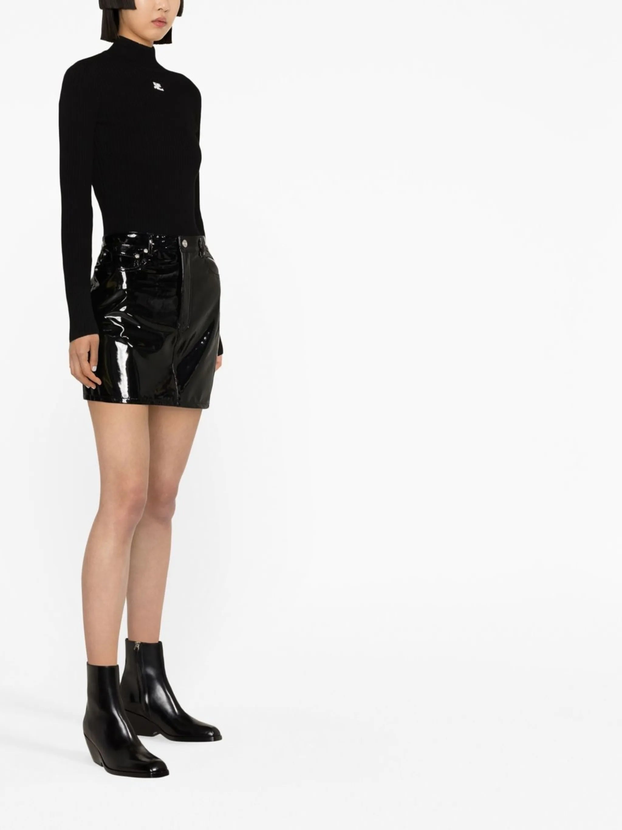 high-shine finish skirt
