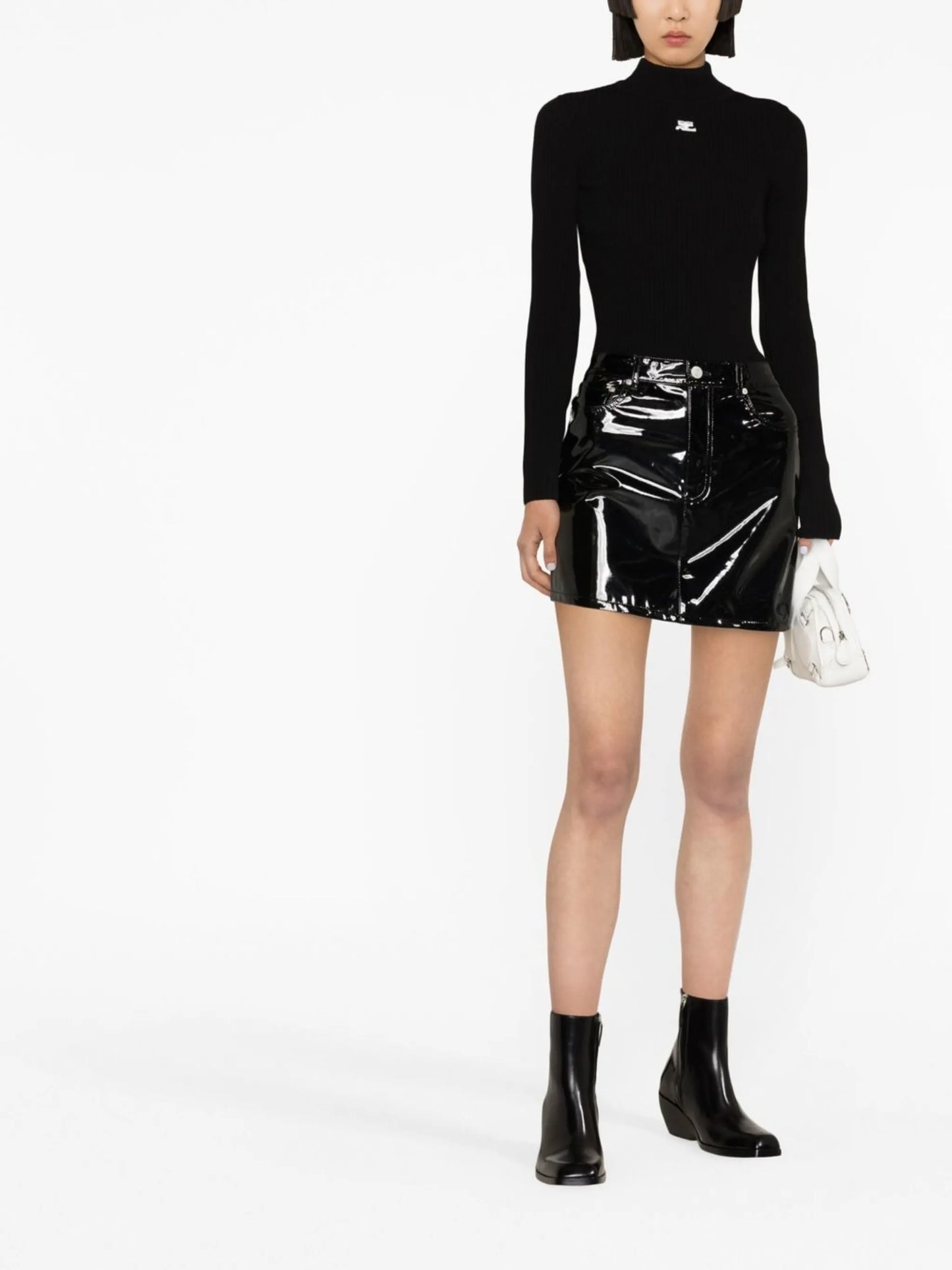 high-shine finish skirt