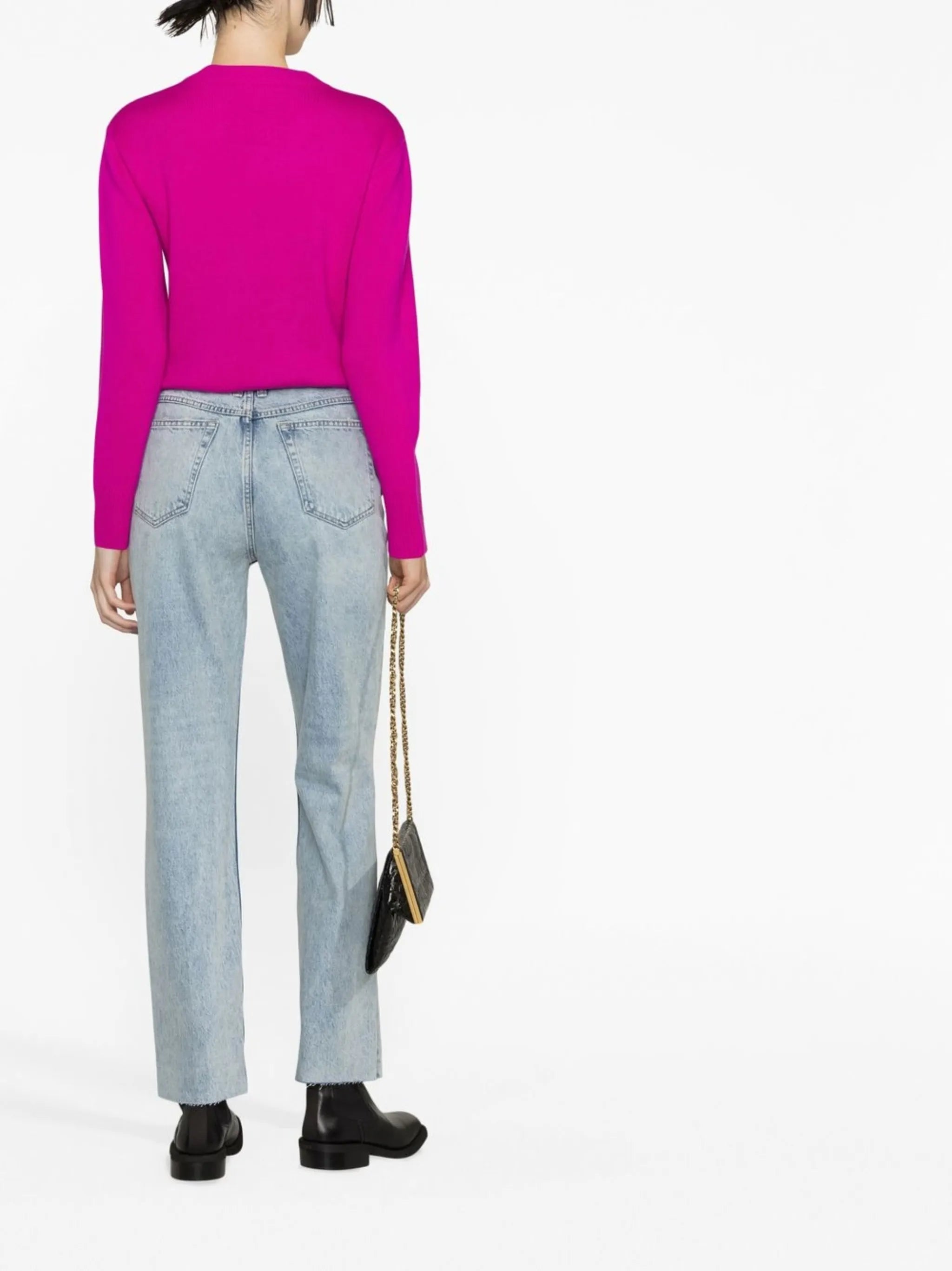 Le High distressed straight-leg jeans