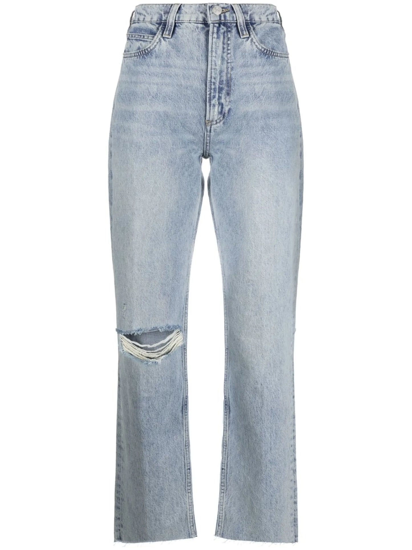 Le High distressed straight-leg jeans