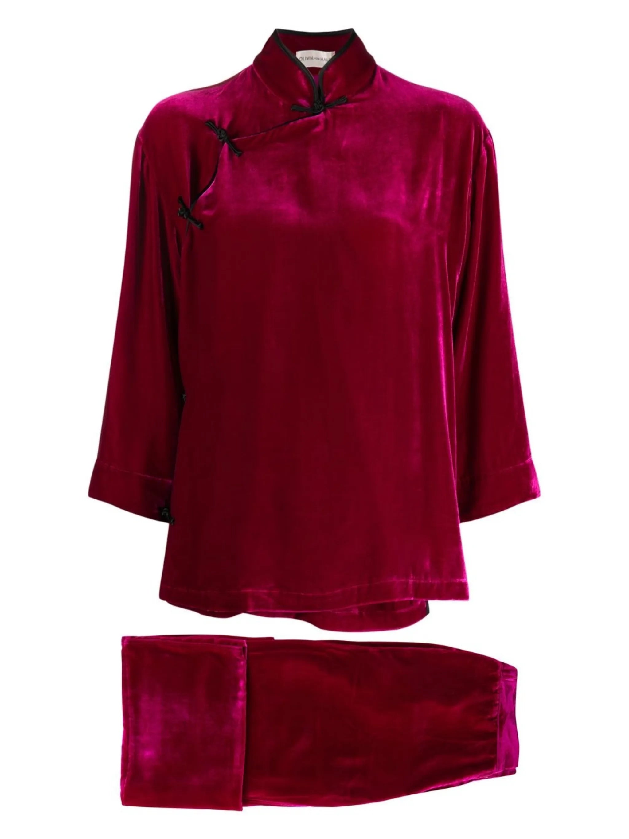 Harlow silk-velvet pajama set