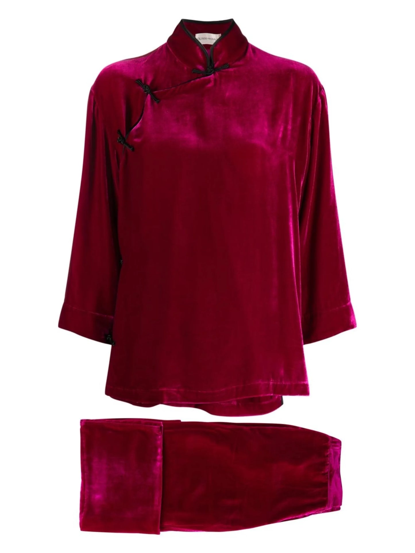 Harlow silk-velvet pajama set