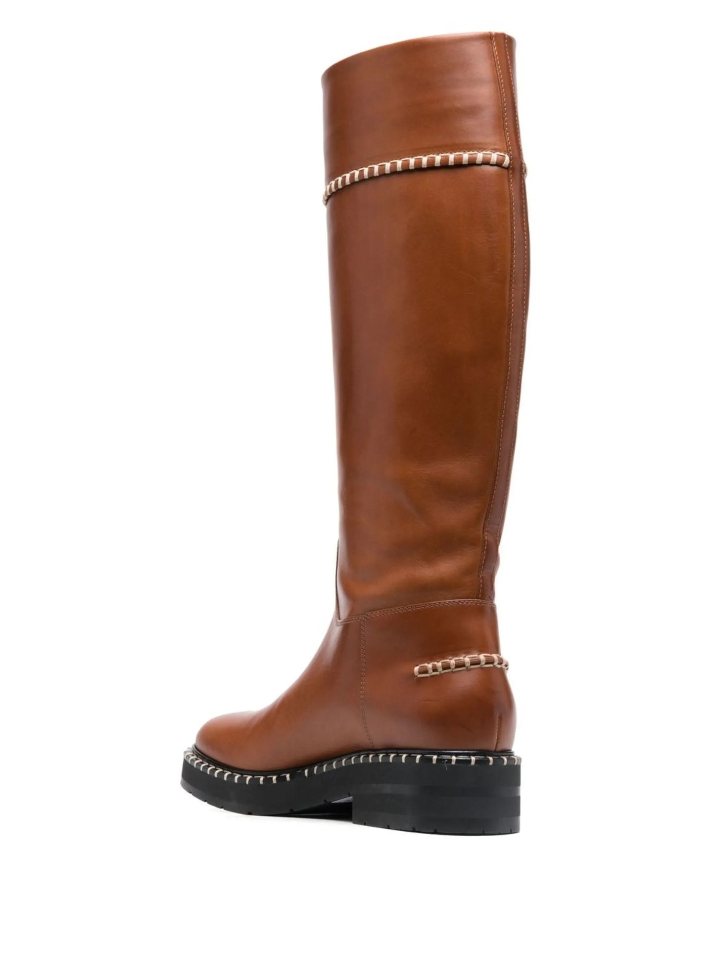 knee-length contrast-stitch boots