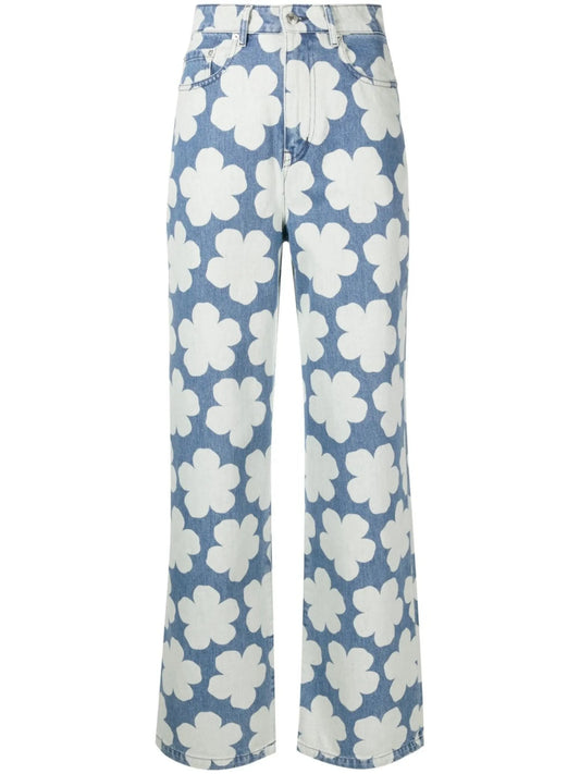 Ayame floral-print wide-leg jeans