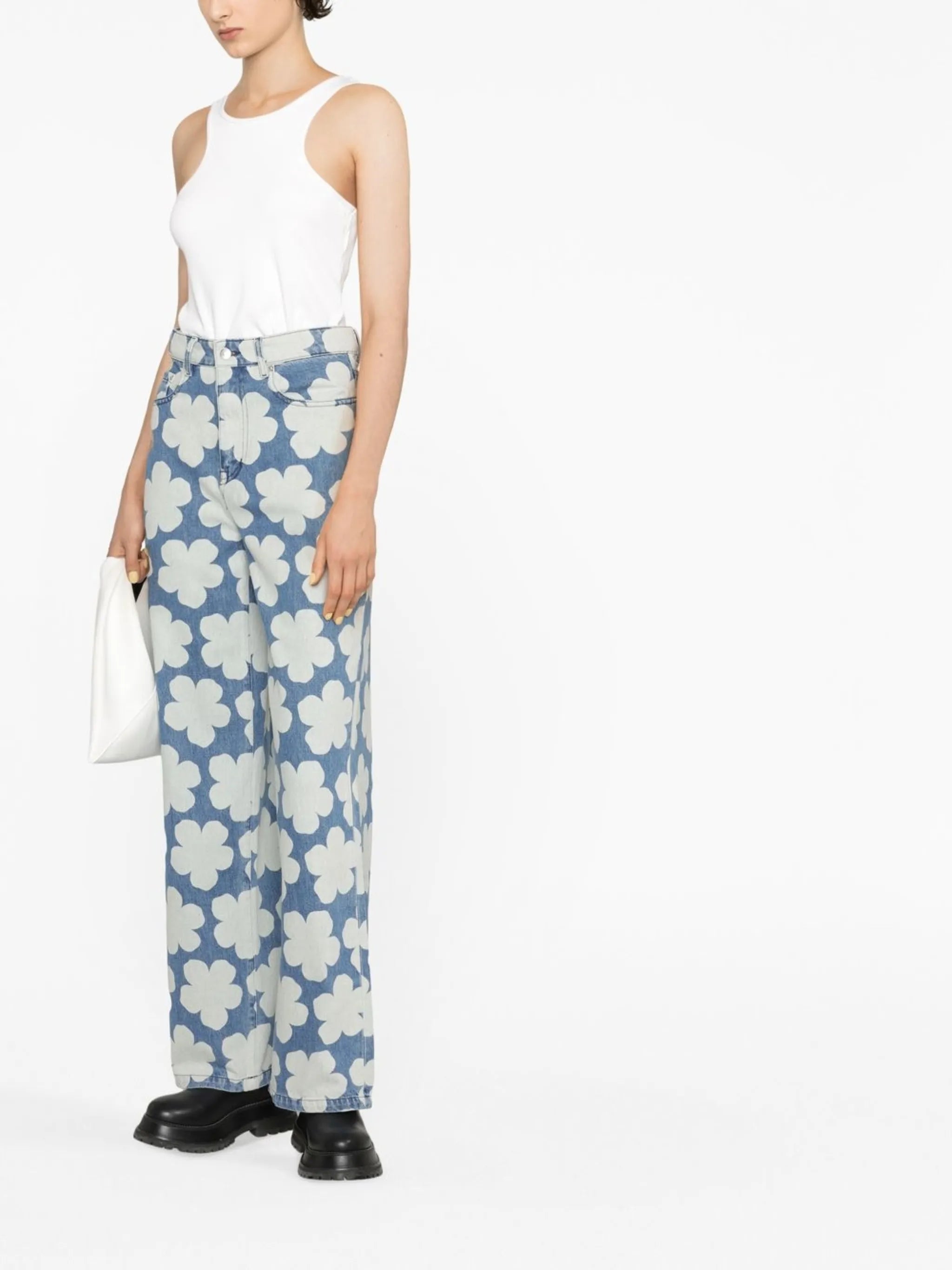 Ayame floral-print wide-leg jeans
