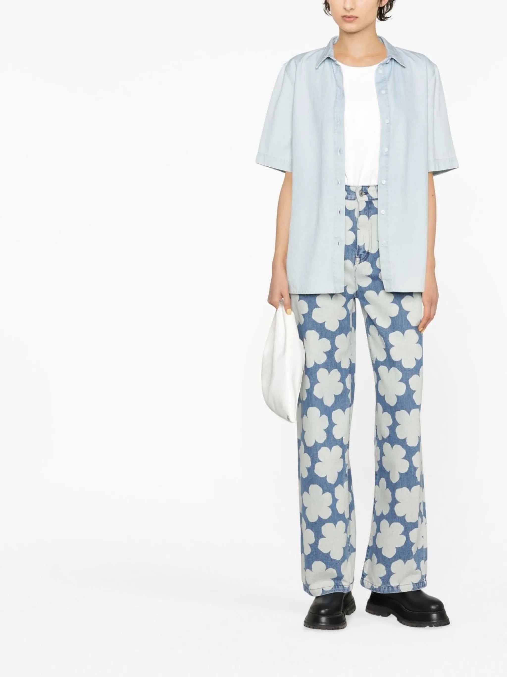 Ayame floral-print wide-leg jeans
