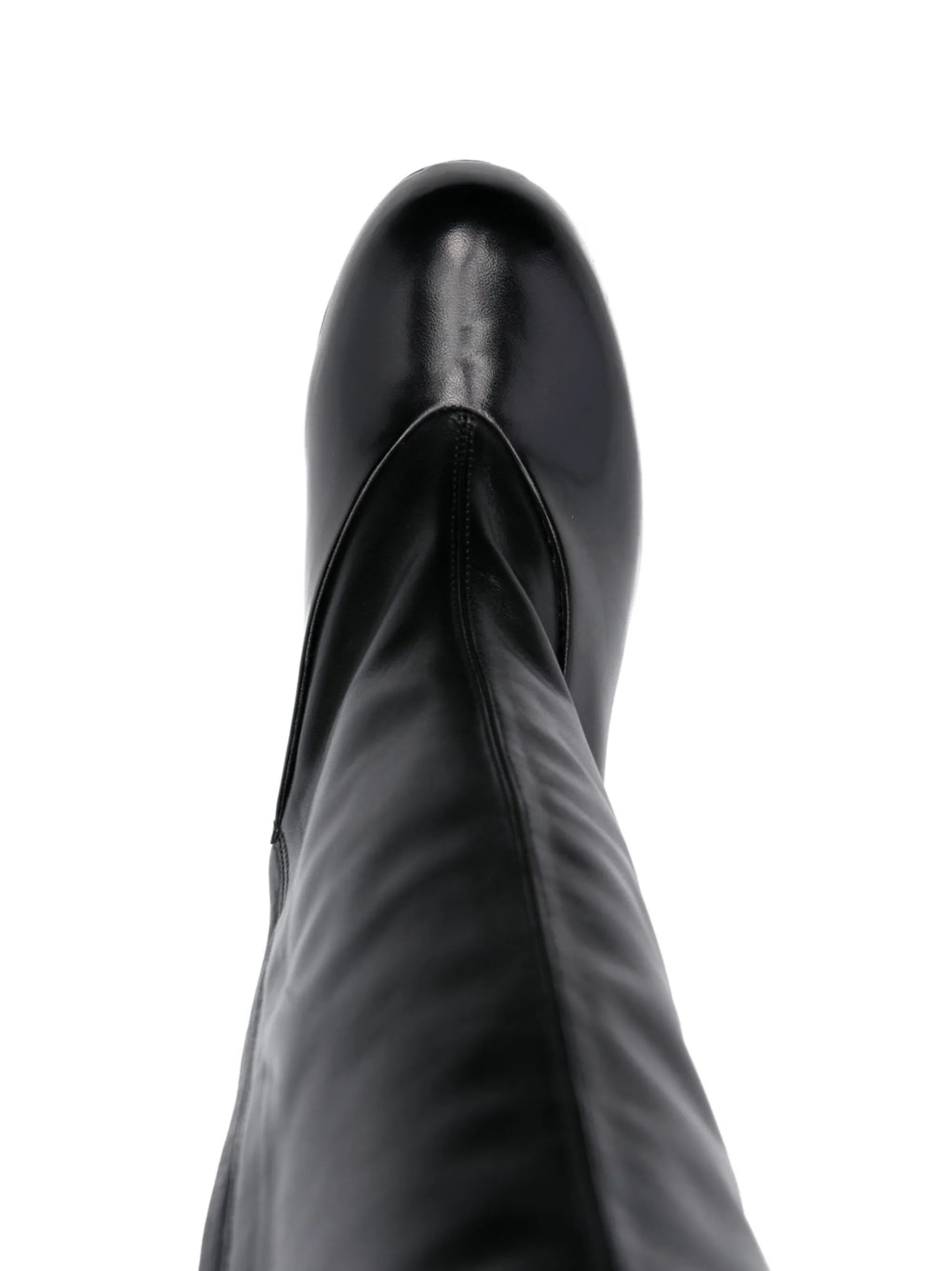 knee-length polished-finish boots