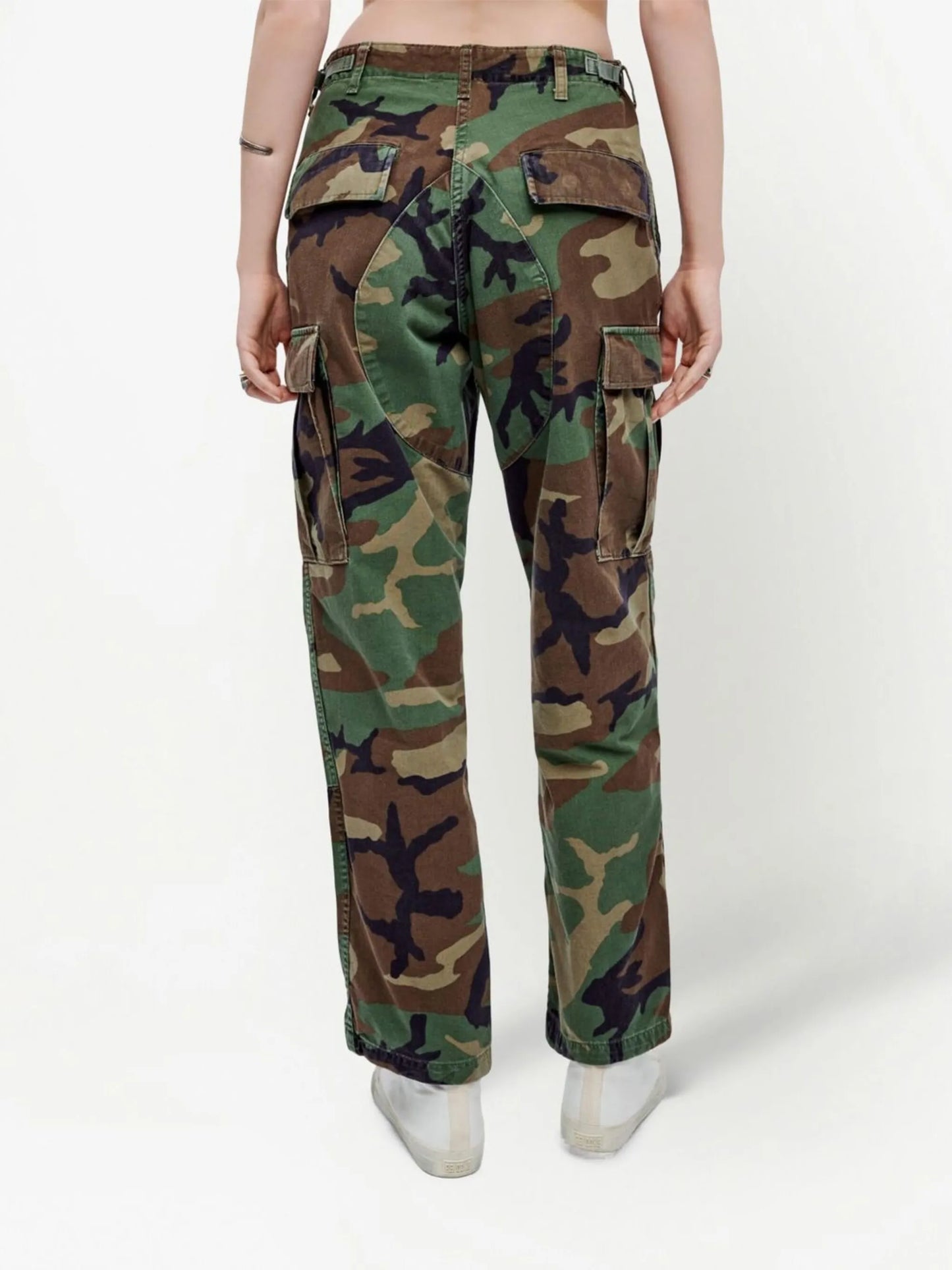 camouflage-print upcycled cargo trousers
