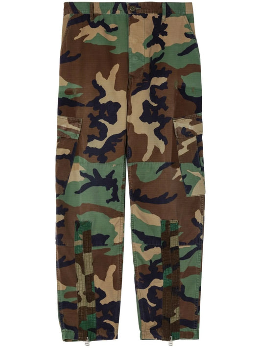camouflage-print upcycled cargo trousers
