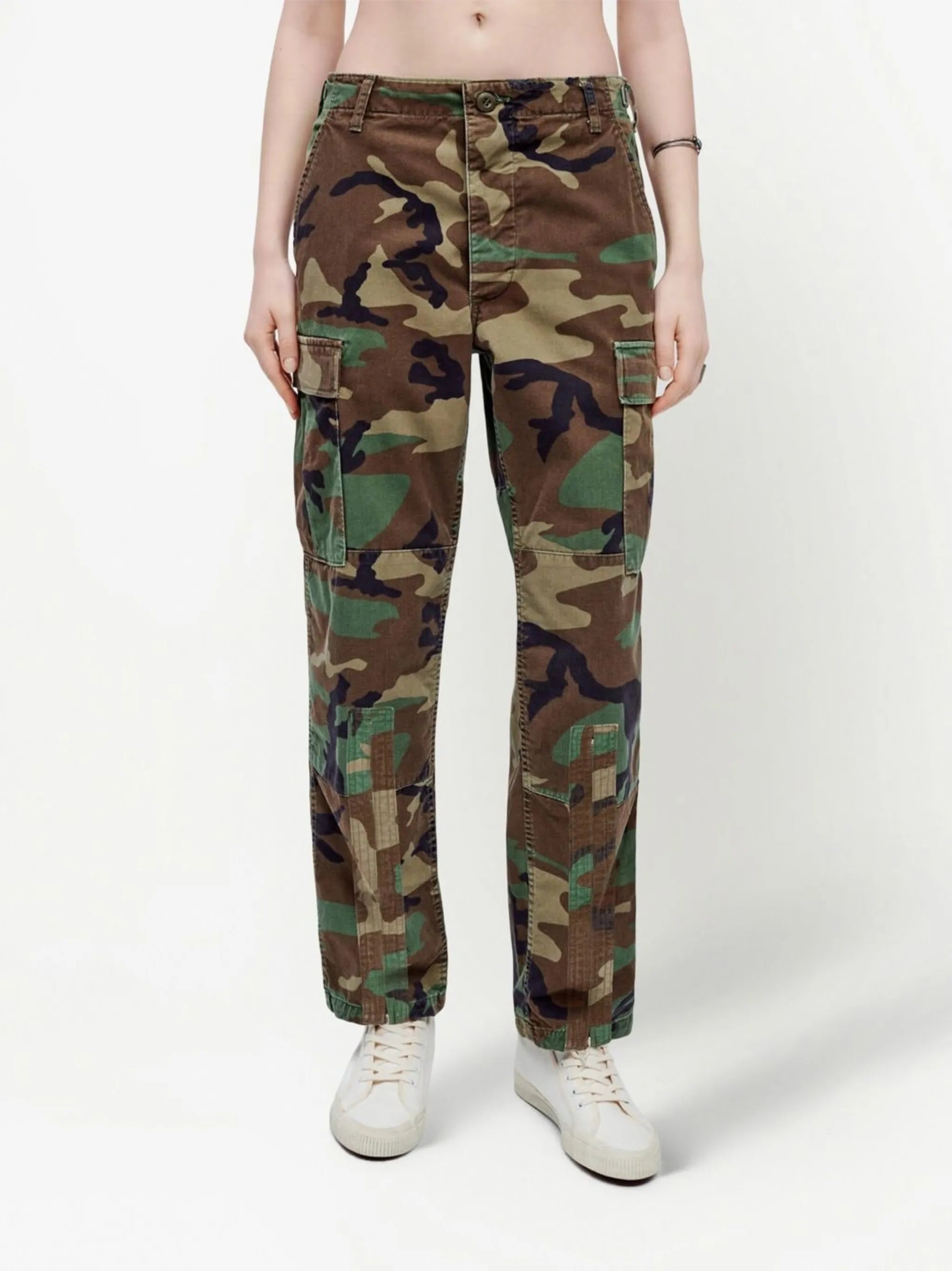 camouflage-print upcycled cargo trousers
