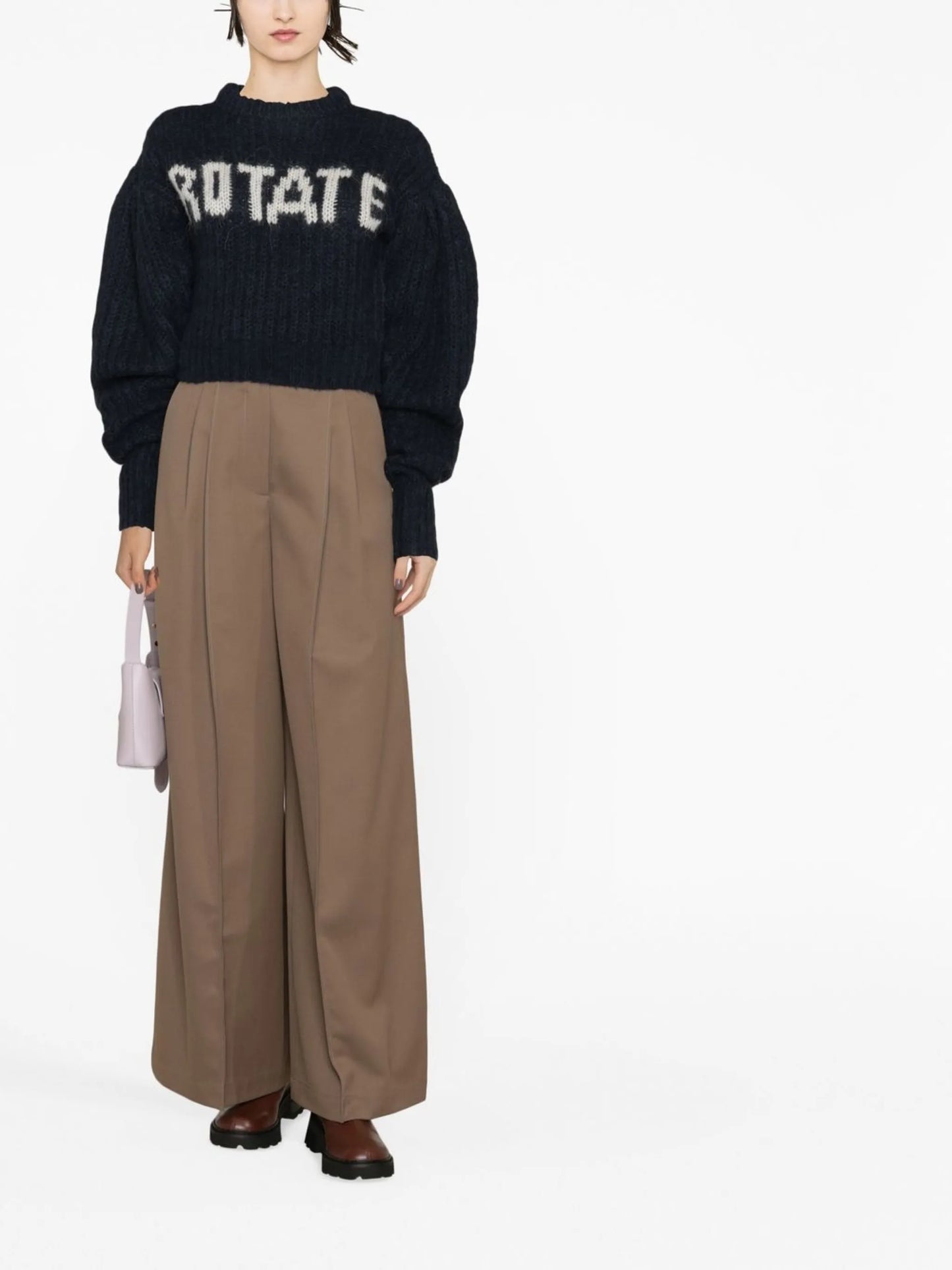 intarsia-logo cropped jumper