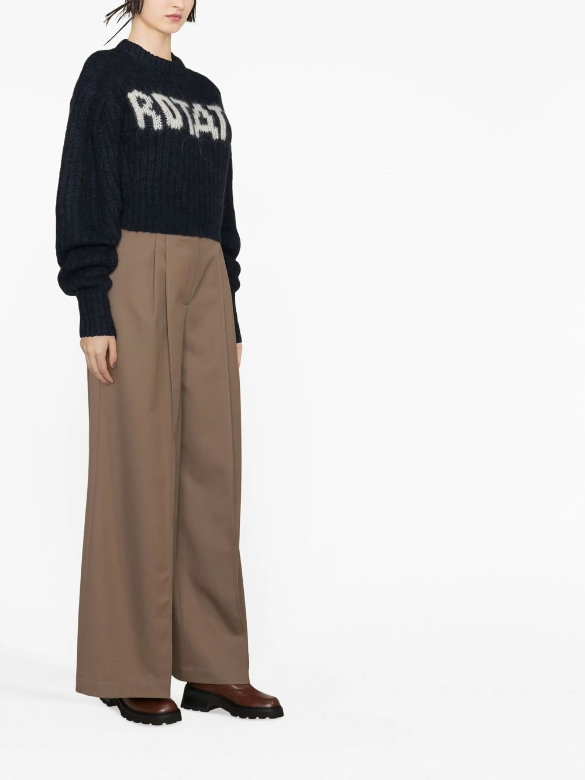 intarsia-logo cropped jumper