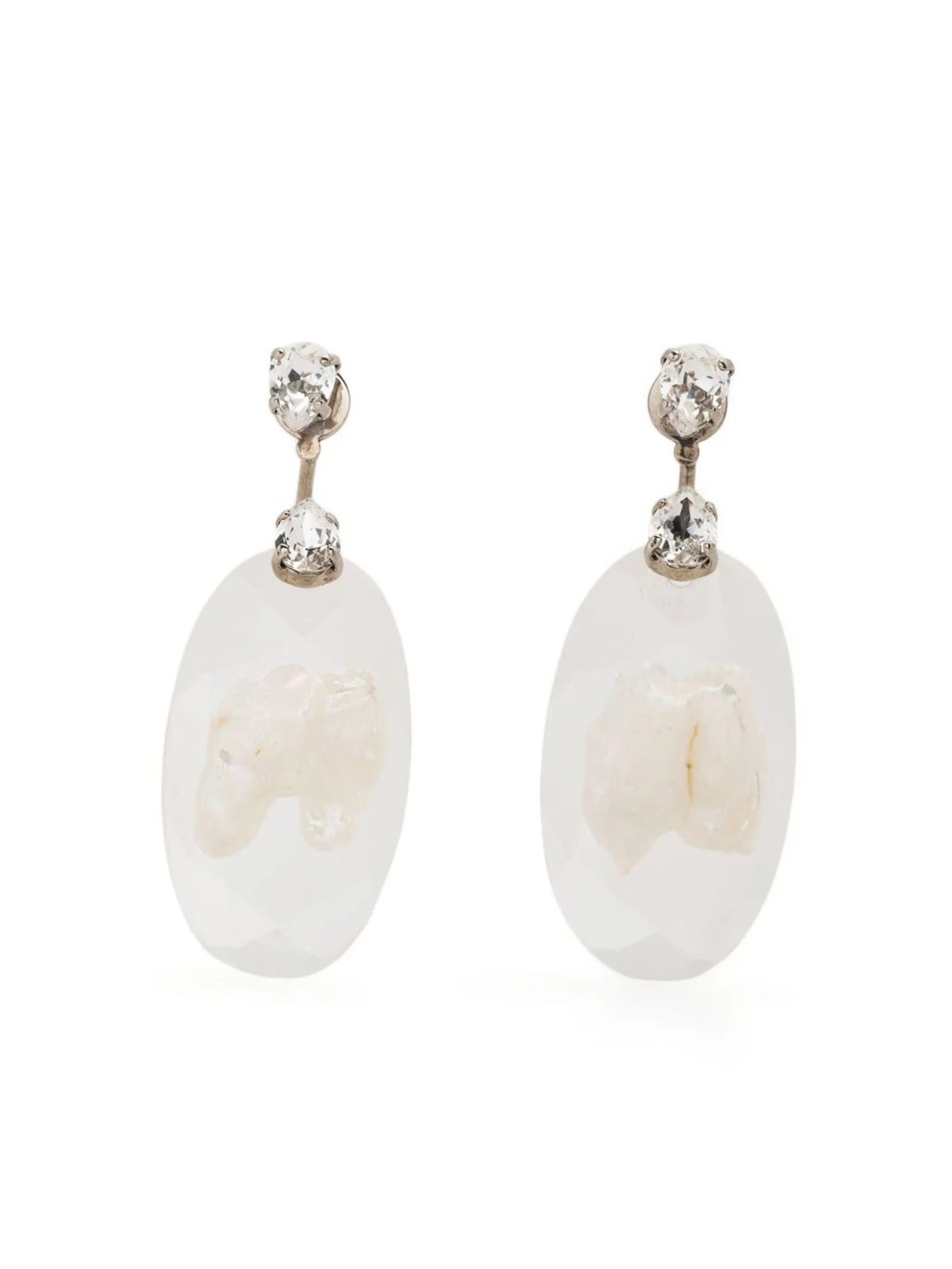 clear pearl-embellished drop earrings