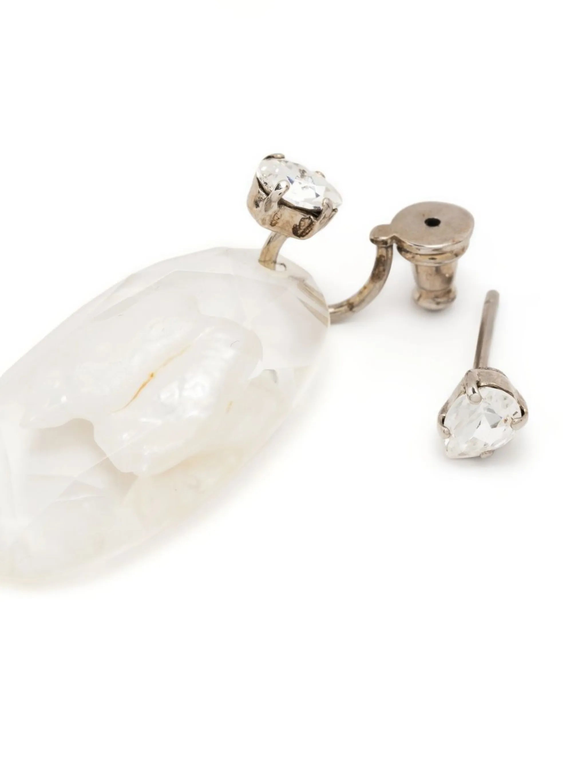 clear pearl-embellished drop earrings