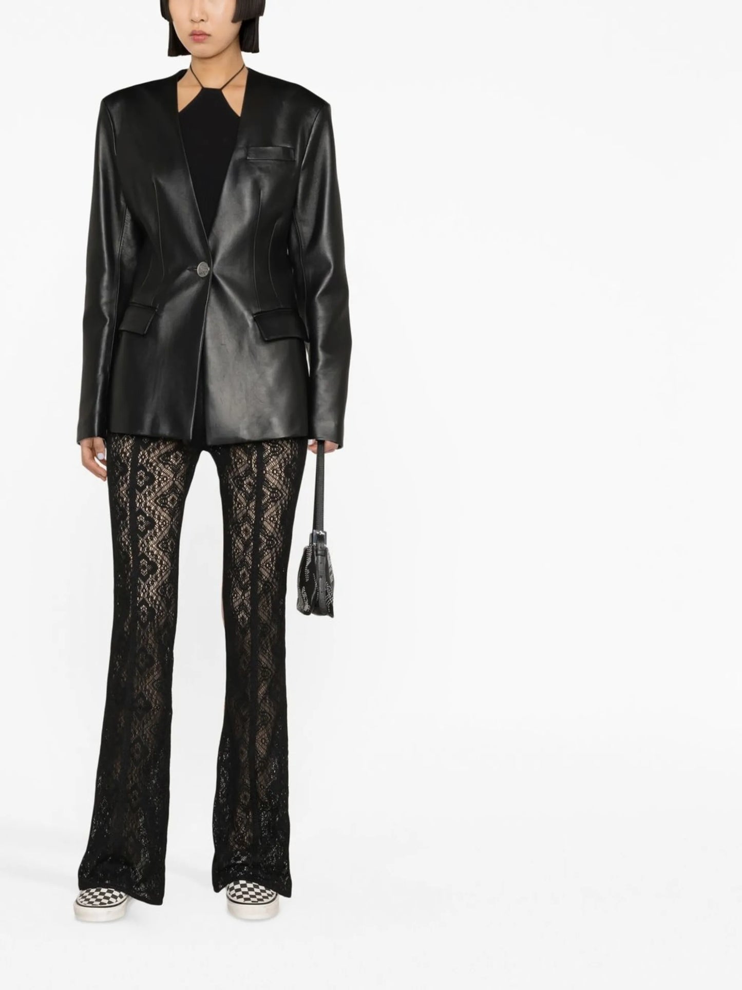 lace sheer flared trousers