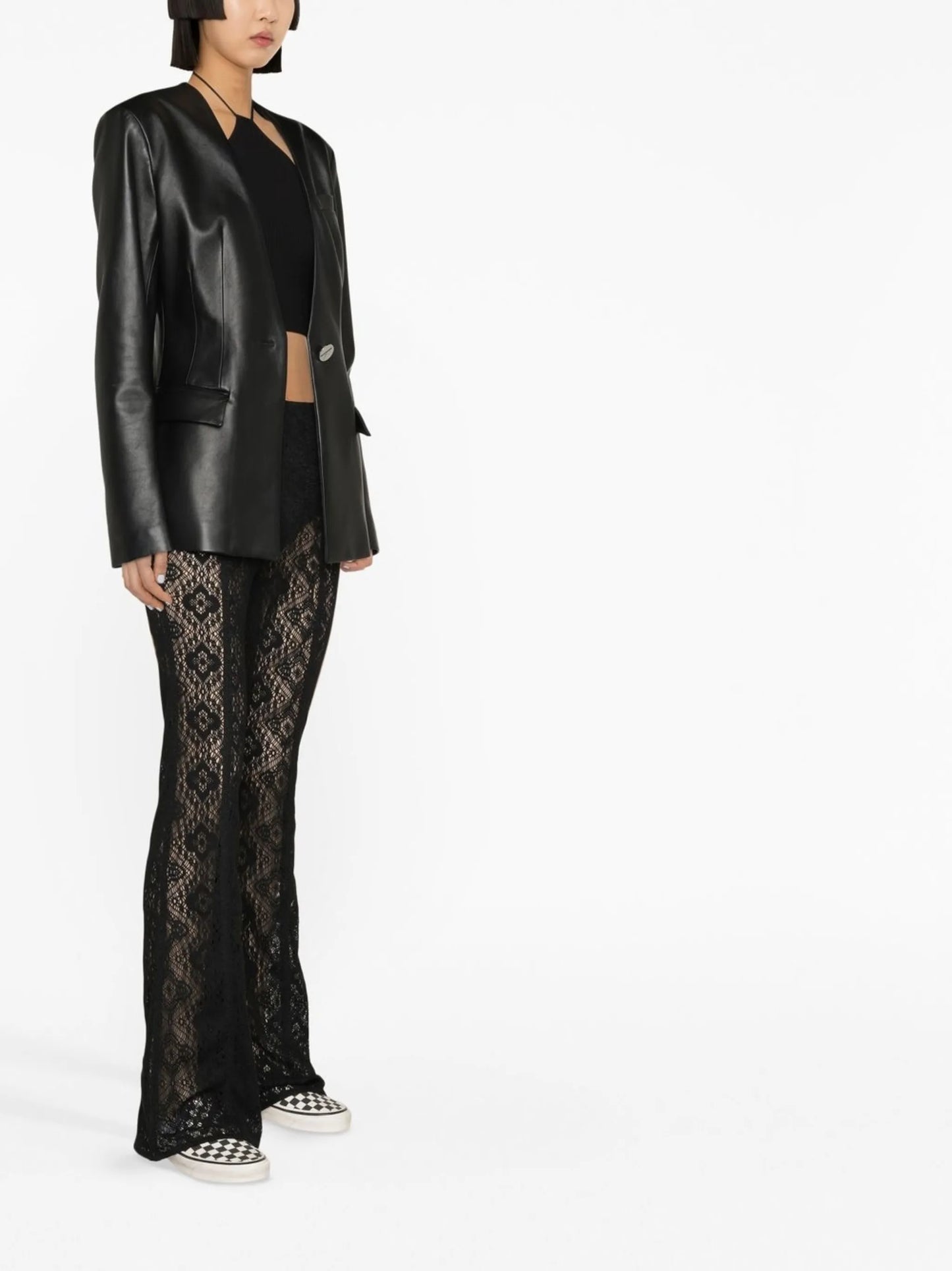 lace sheer flared trousers