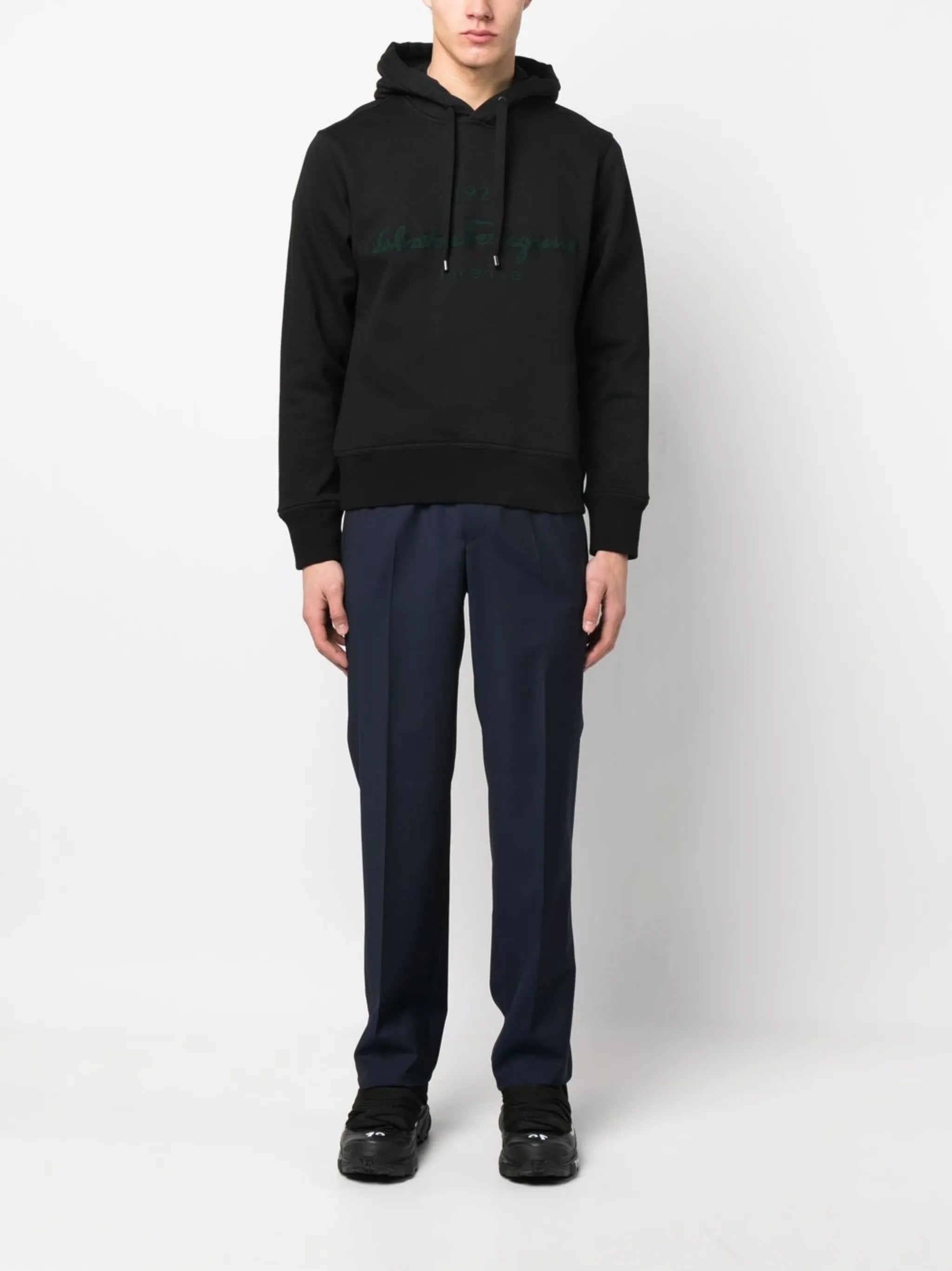 embroidered-logo hoodie