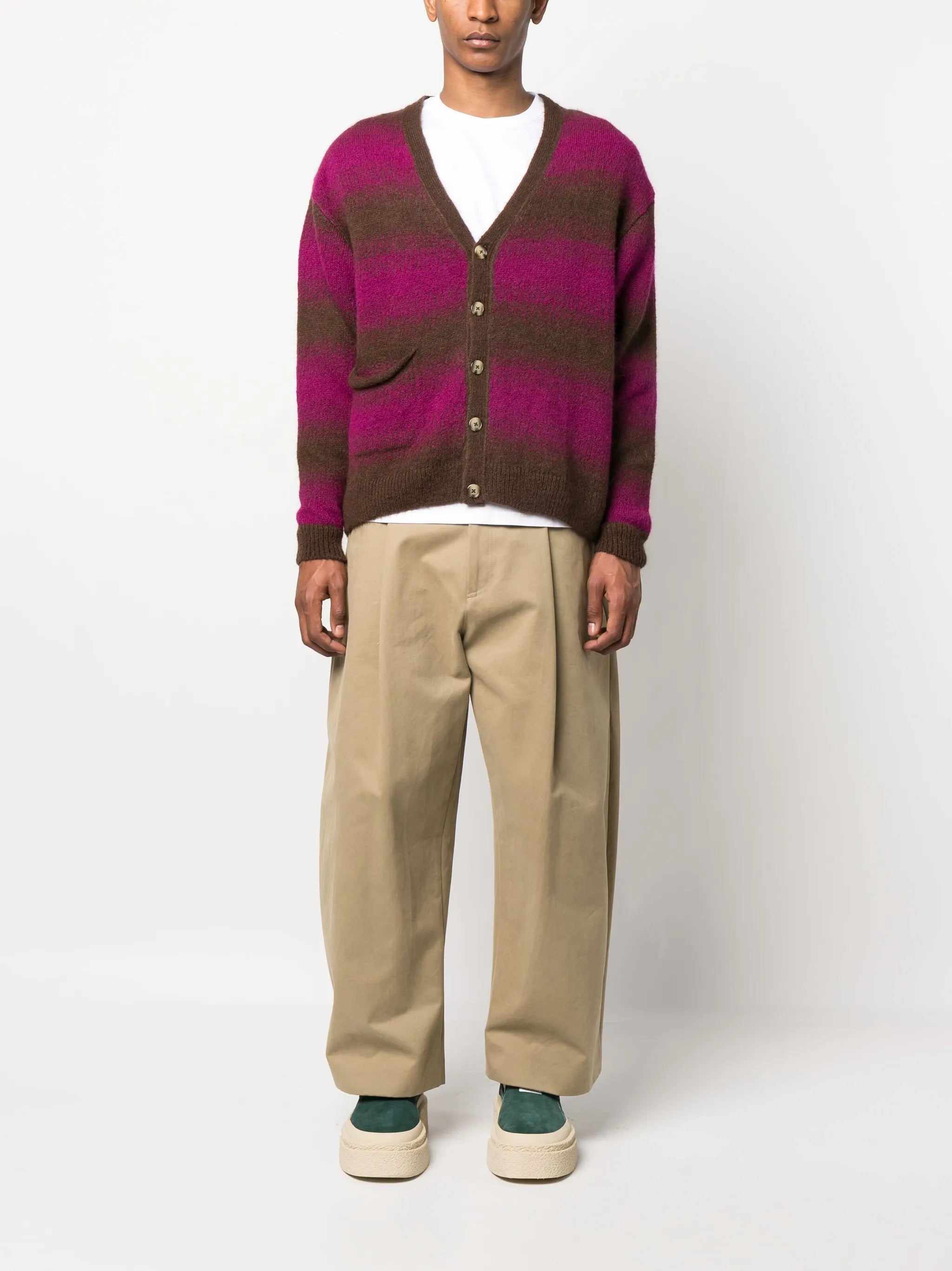 striped knit cardigan