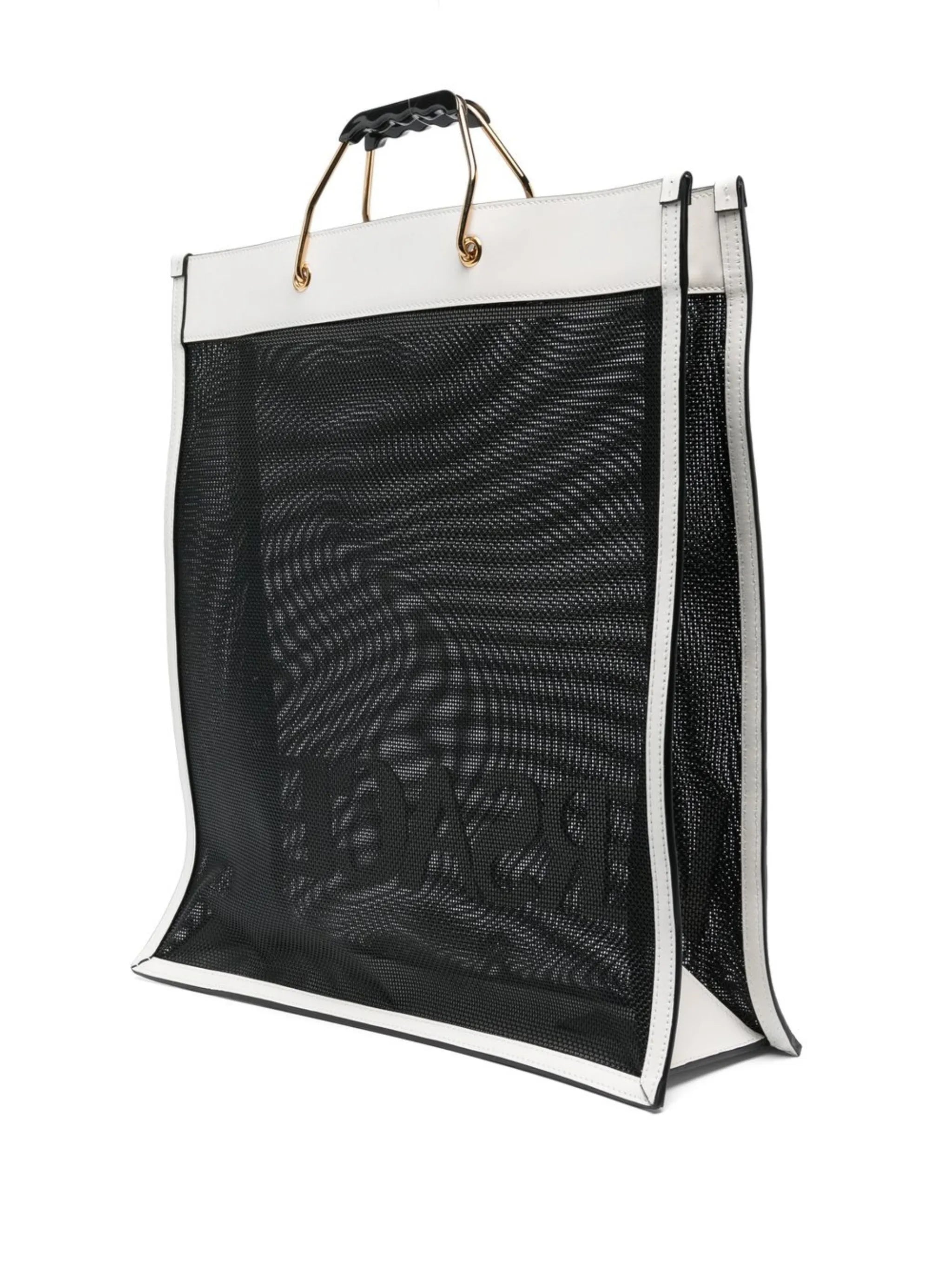 logo-patch mesh tote bag