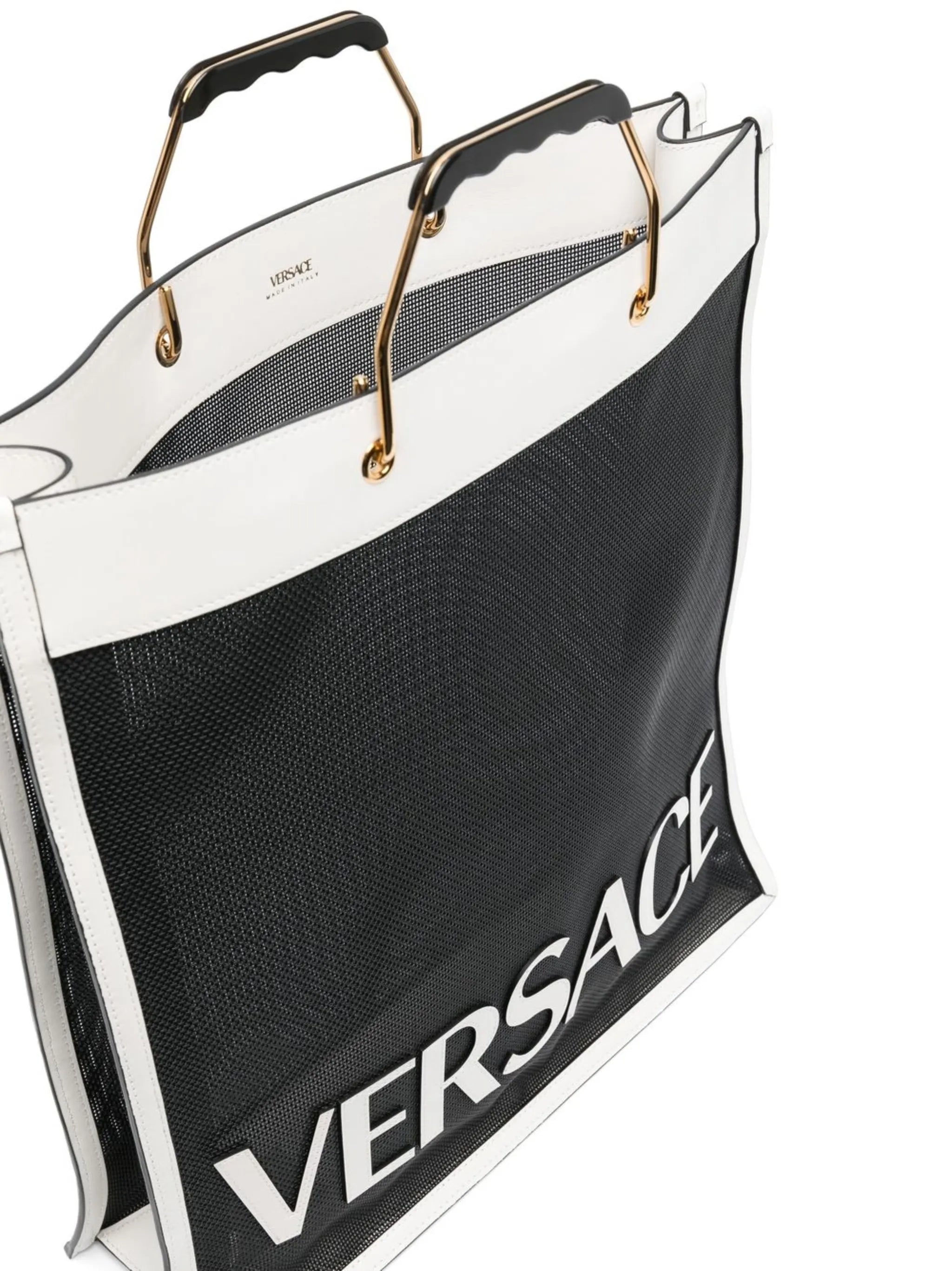 logo-patch mesh tote bag