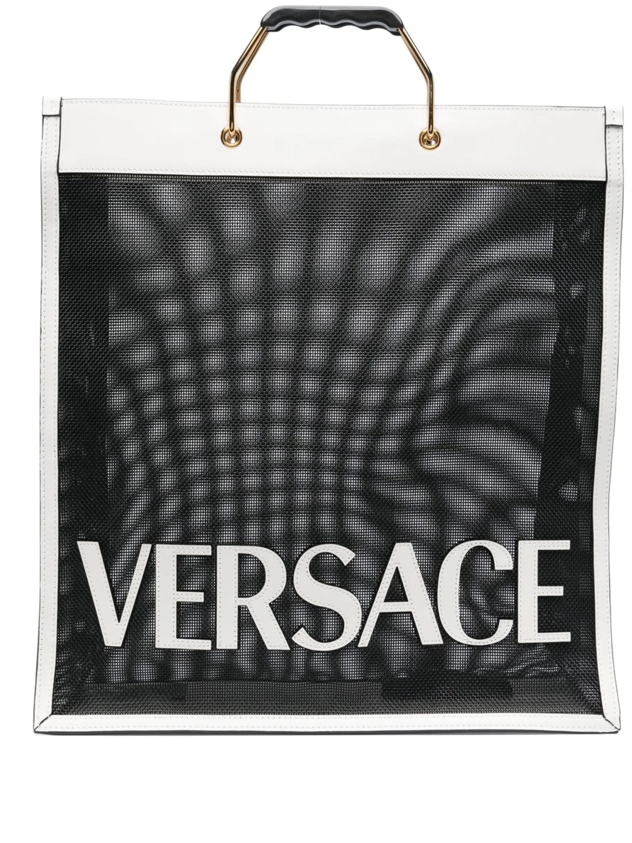 logo-patch mesh tote bag