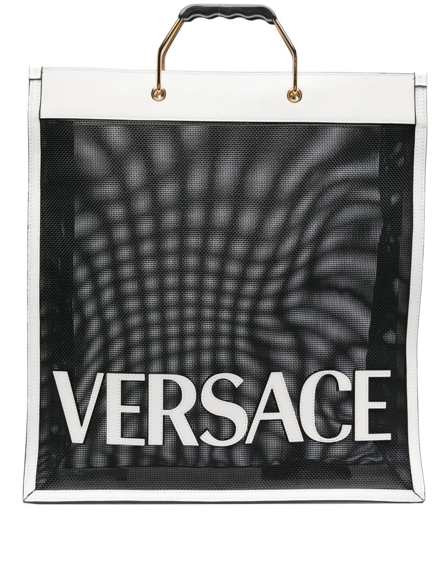 logo-patch mesh tote bag