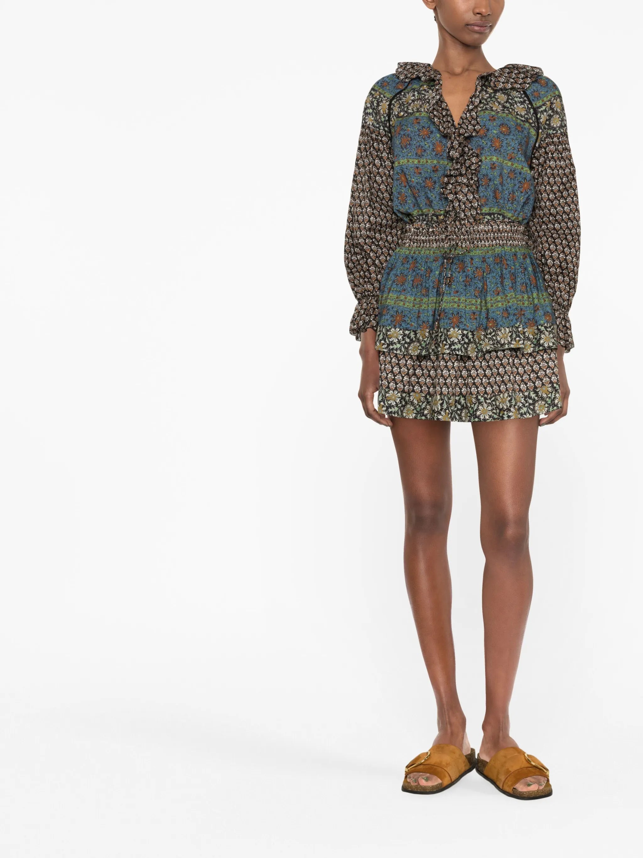 Rhea ruffle long-sleeve blouse