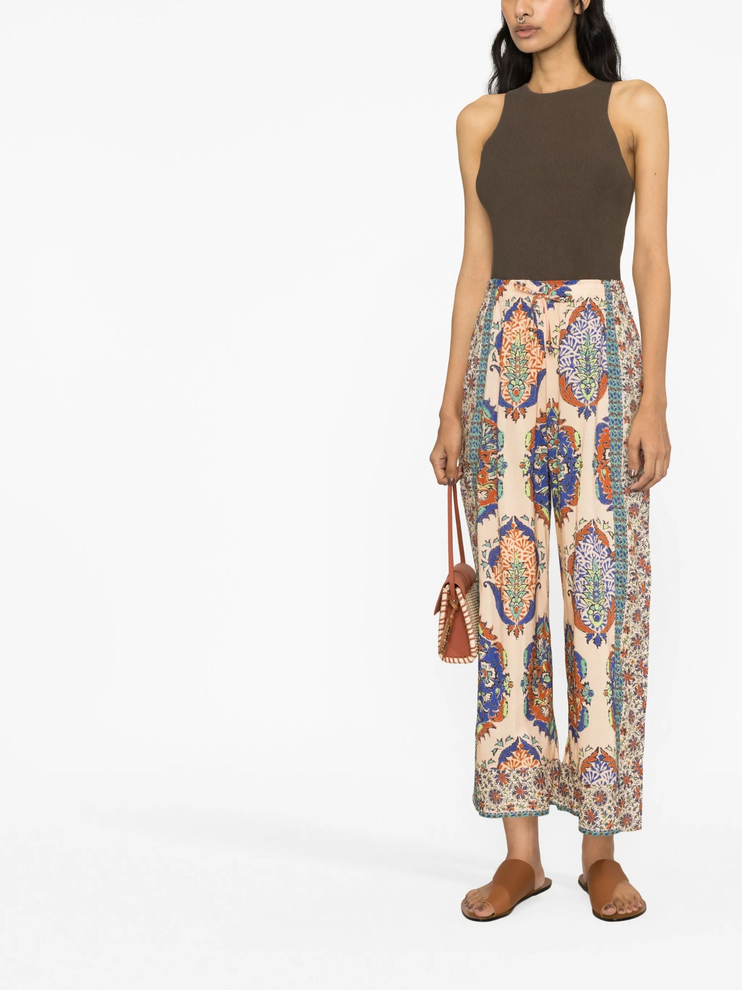 graphic-print wide-leg palazzo trousers