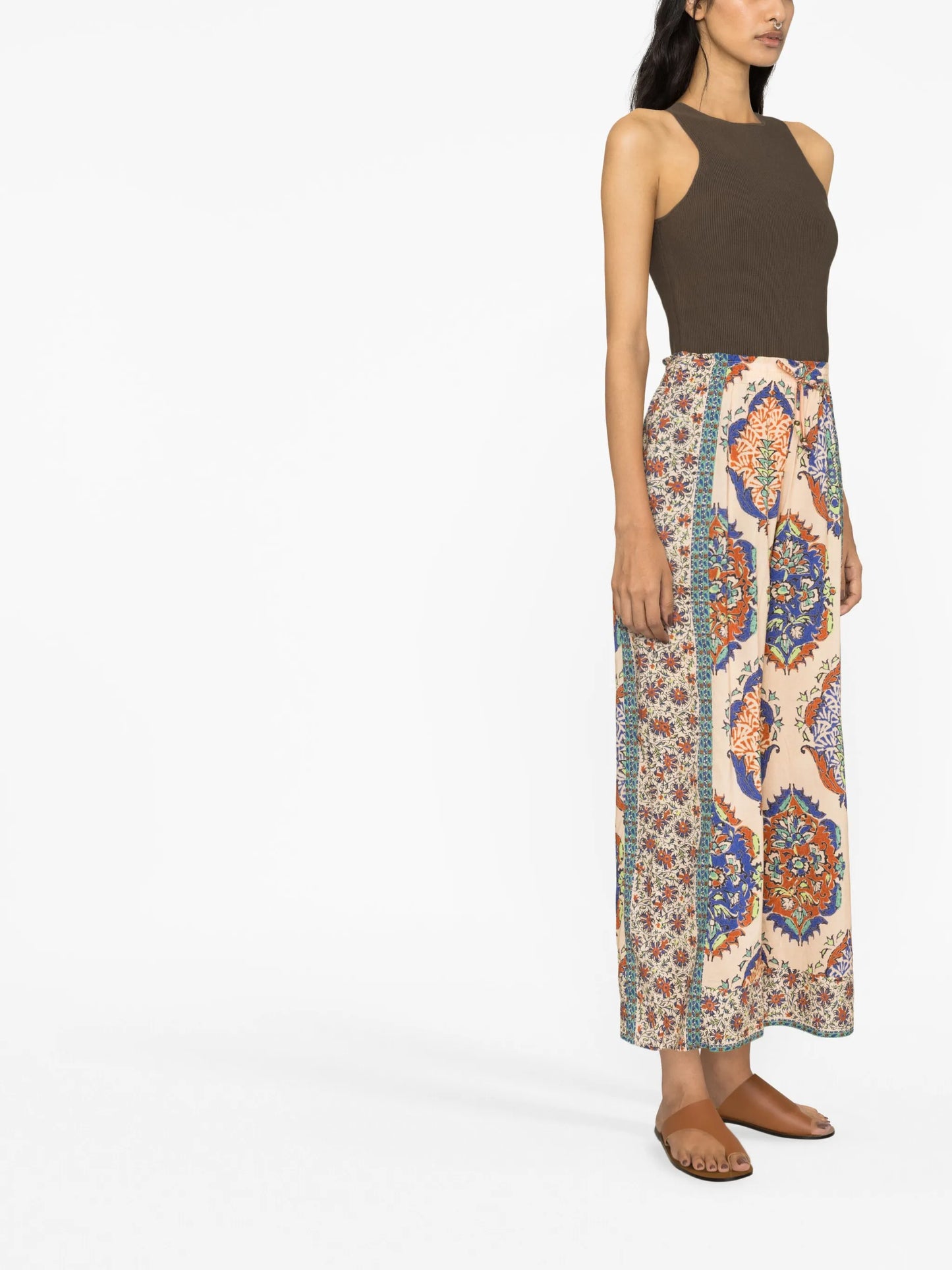 graphic-print wide-leg palazzo trousers