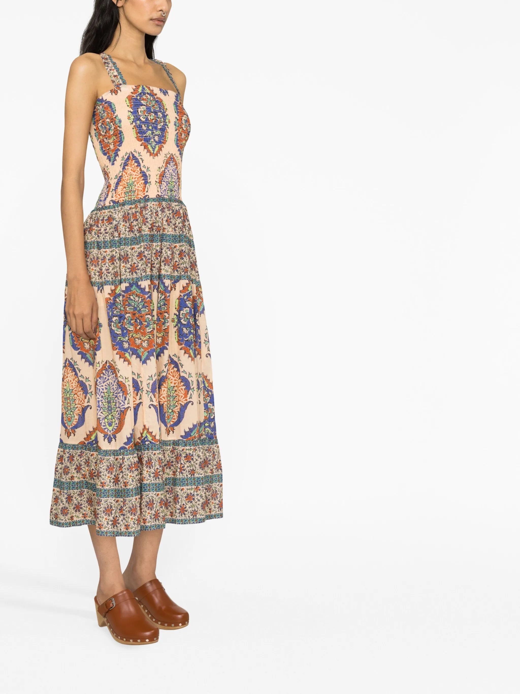 Clementine printed shirred dress
