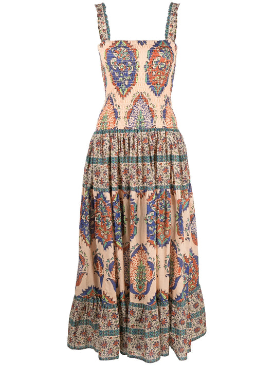 Clementine printed shirred dress