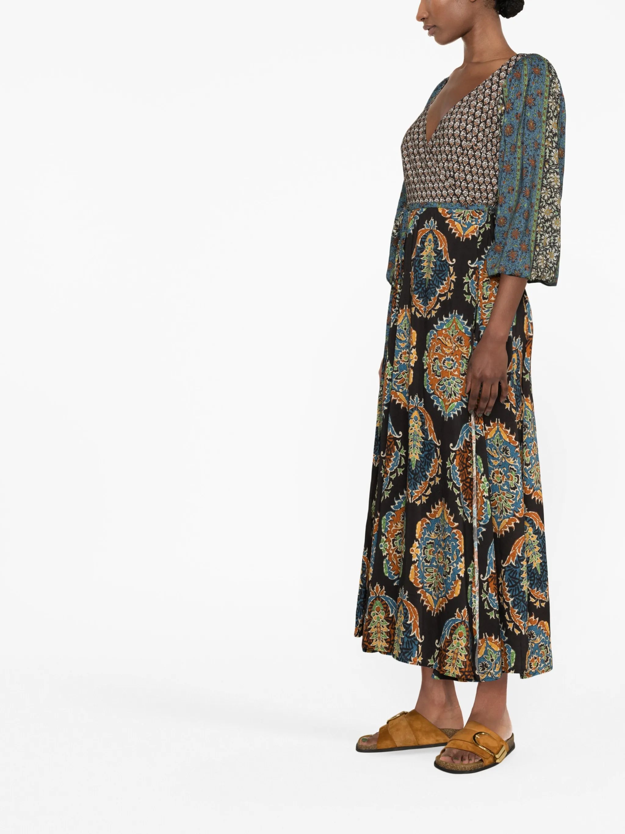 Rhea print wrap maxi dress