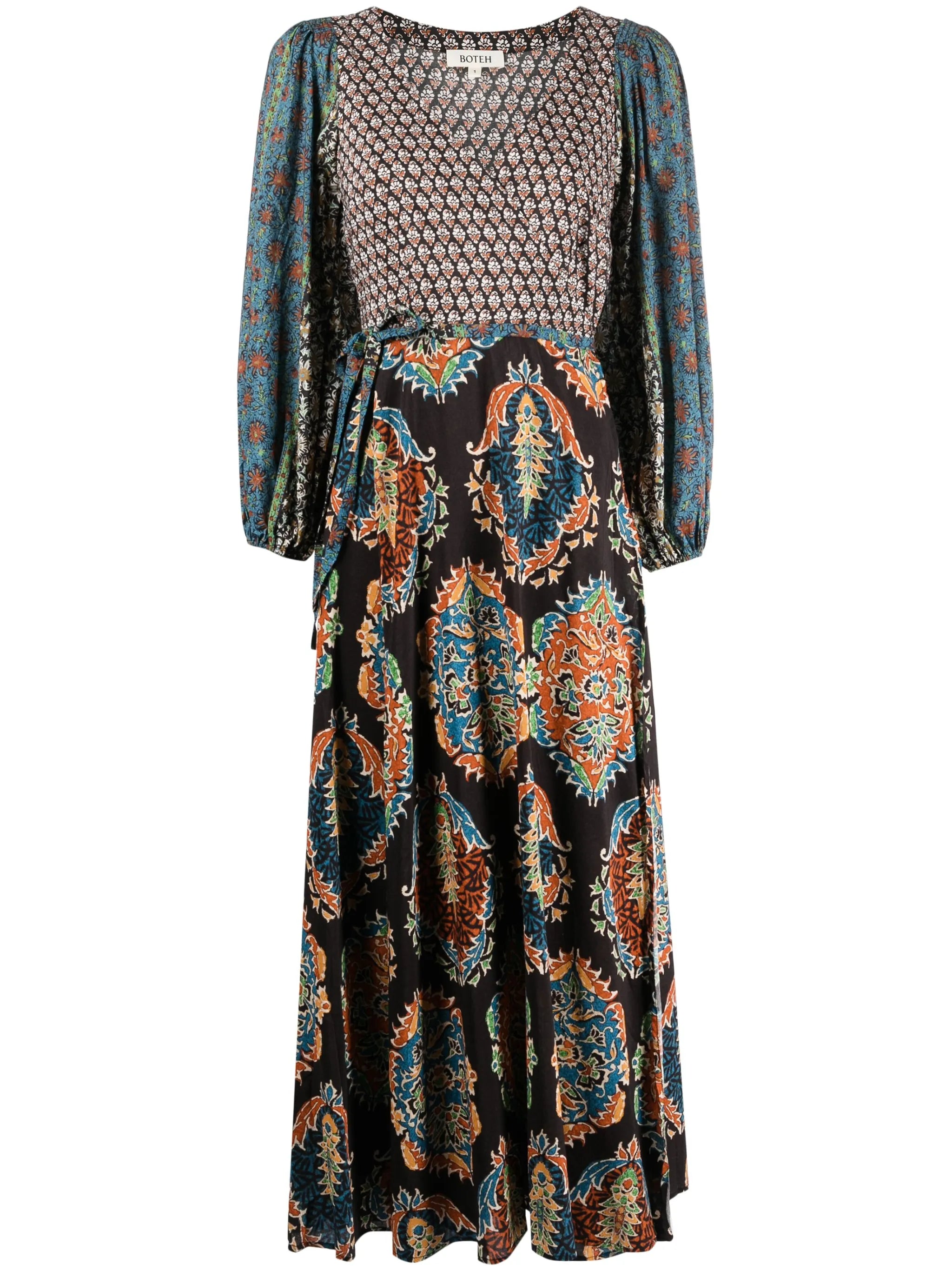 Rhea print wrap maxi dress