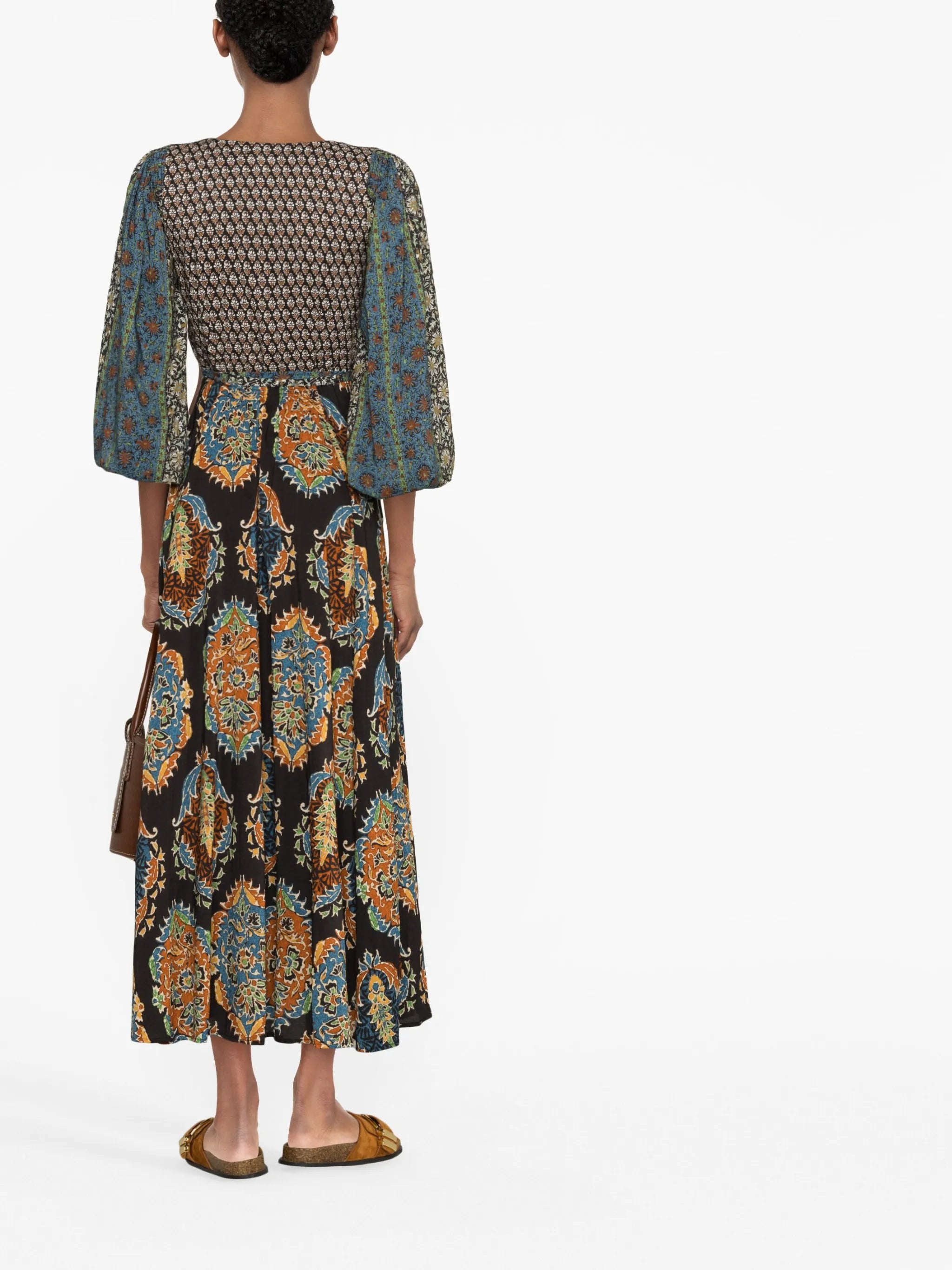 Rhea print wrap maxi dress