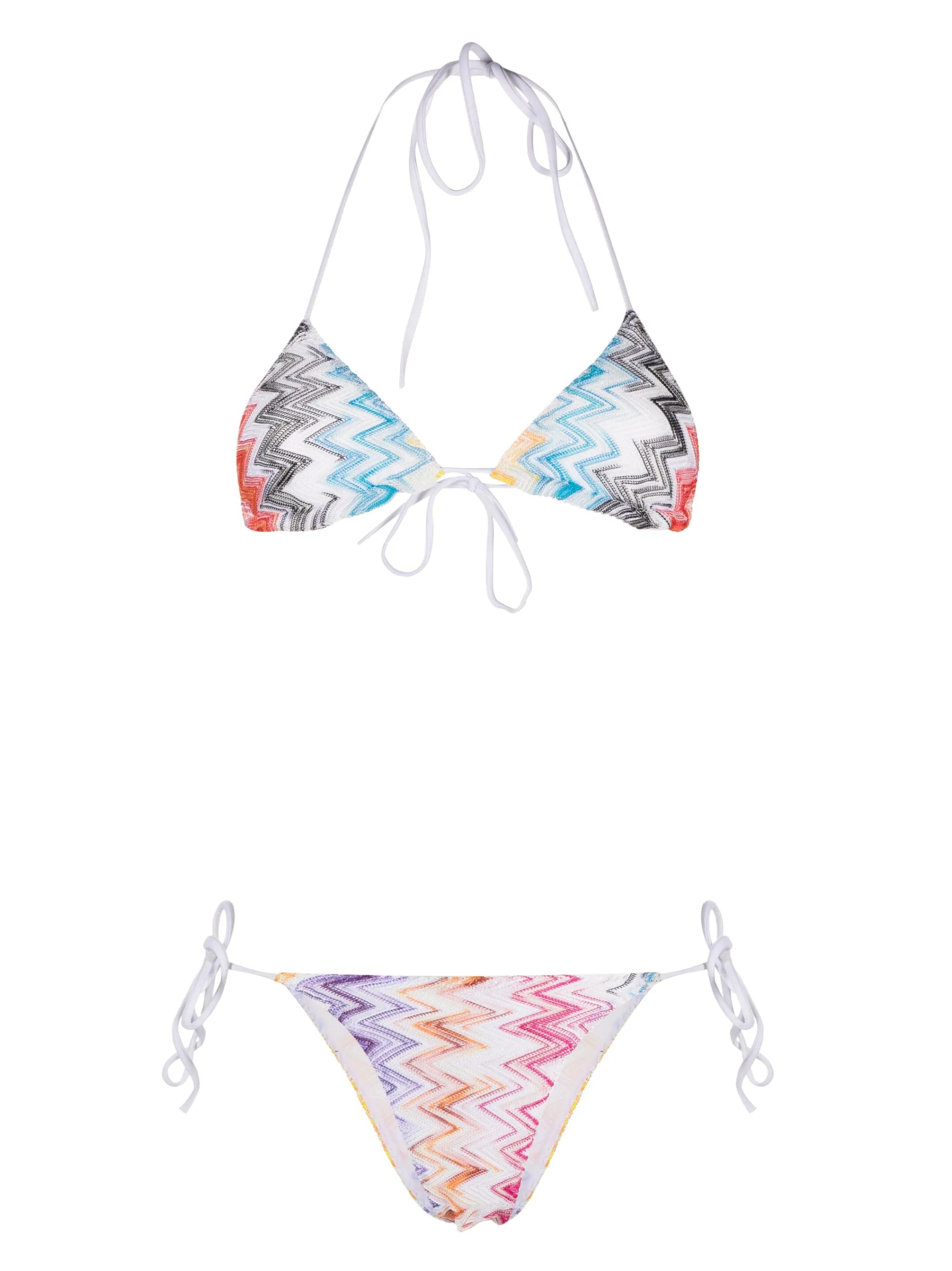 zigzag-pattern knitted bikini