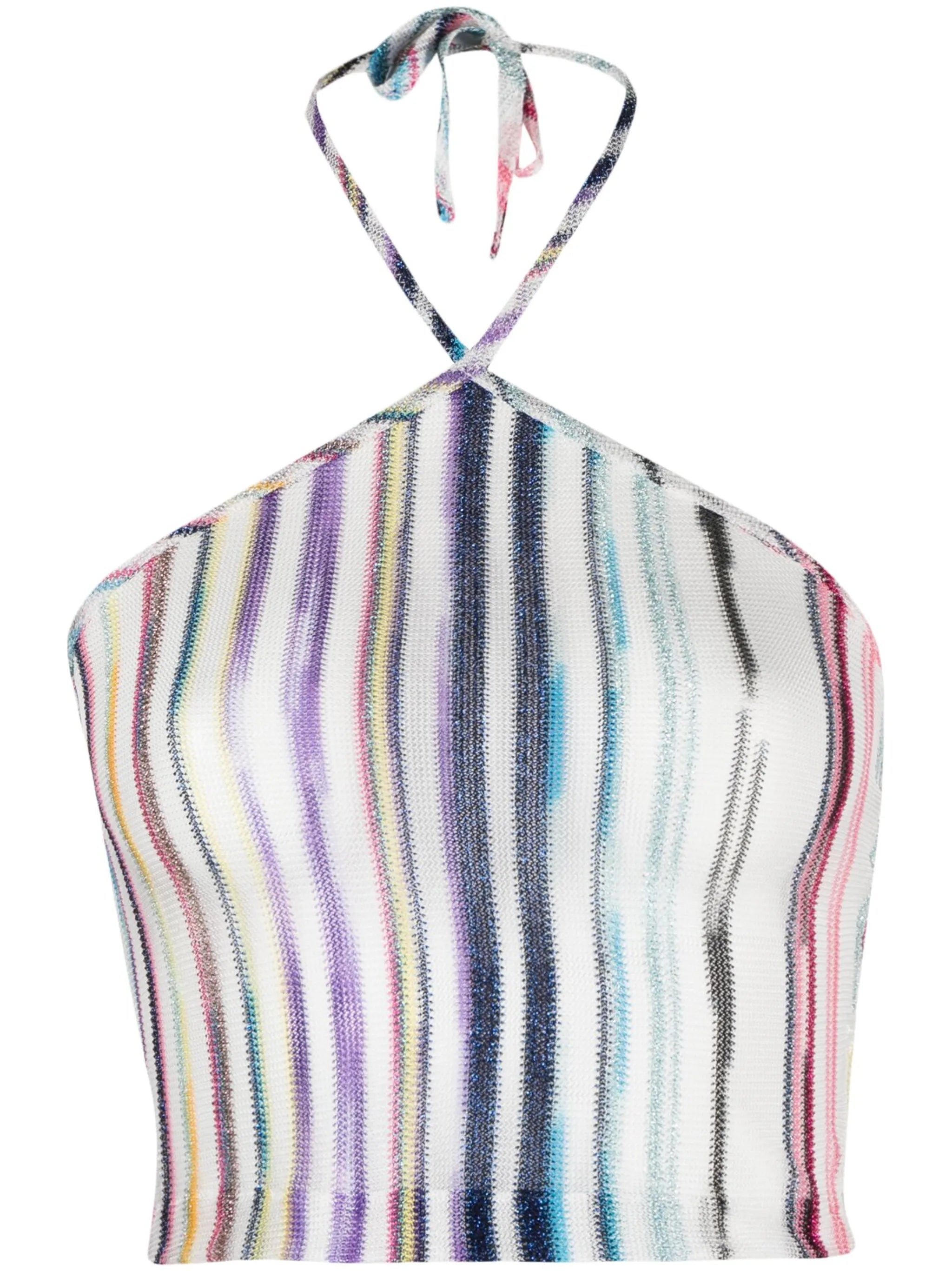 stripe knit halterneck top