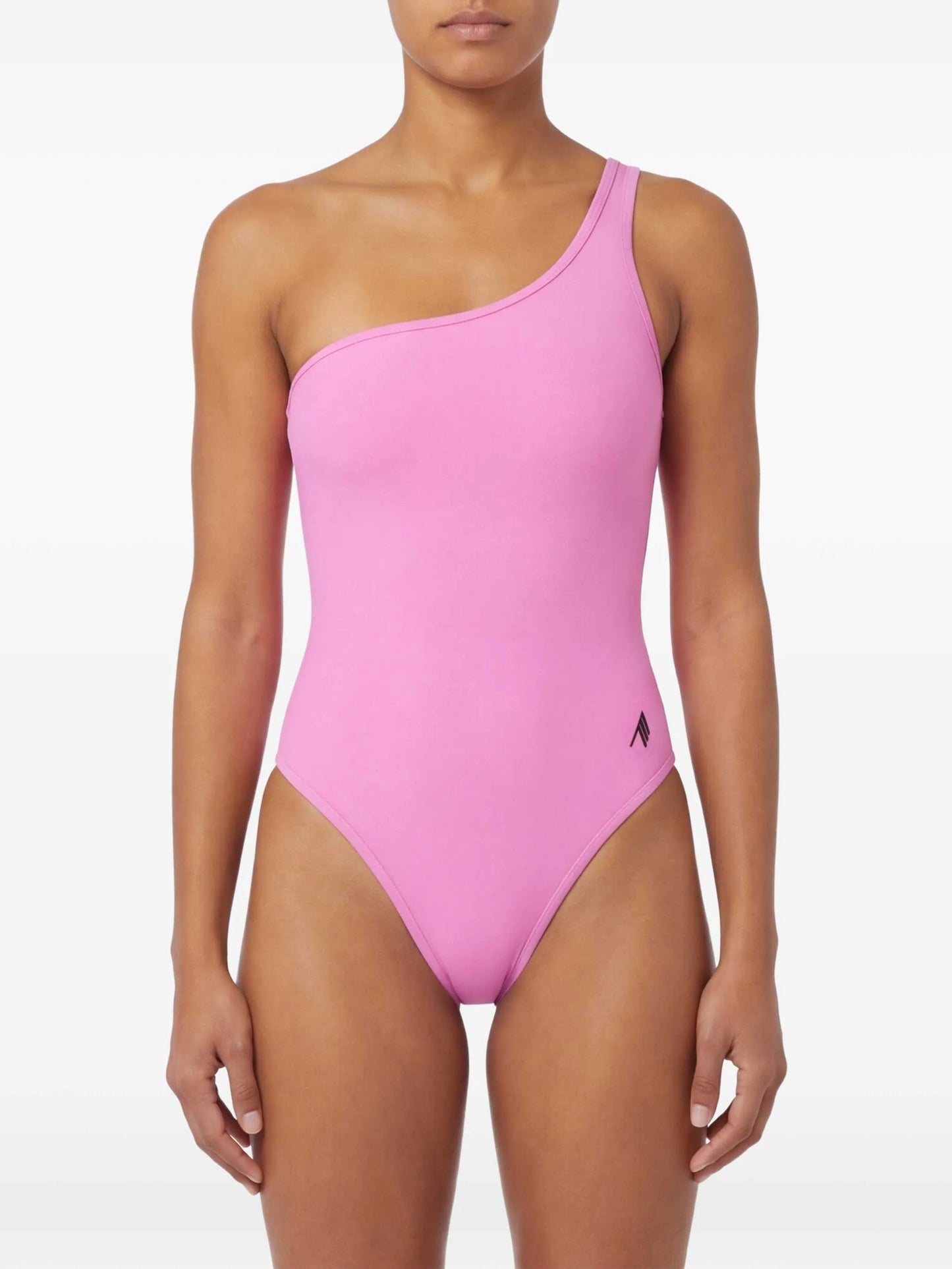one-shoulder logo-print swimsuit