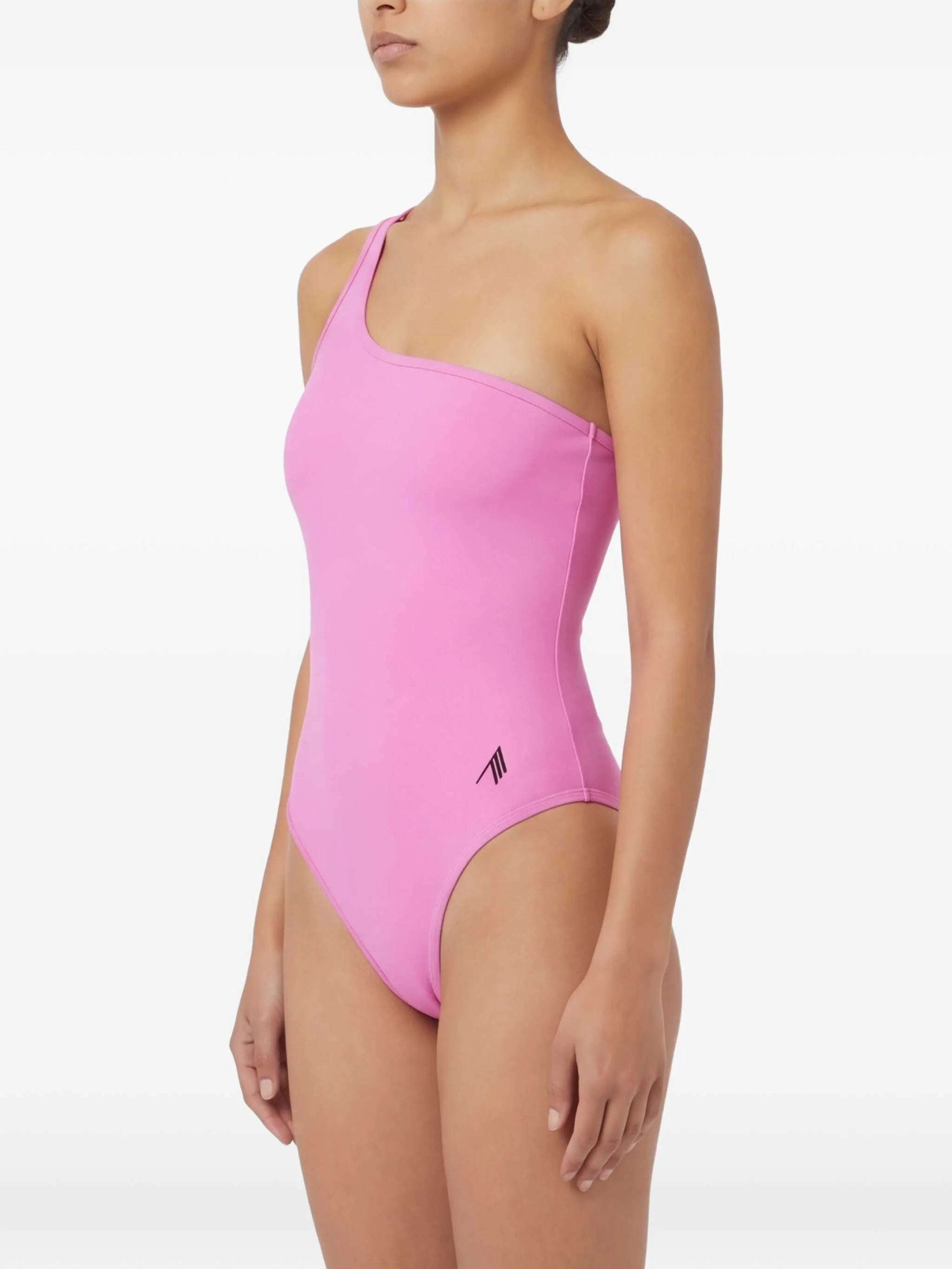 one-shoulder logo-print swimsuit