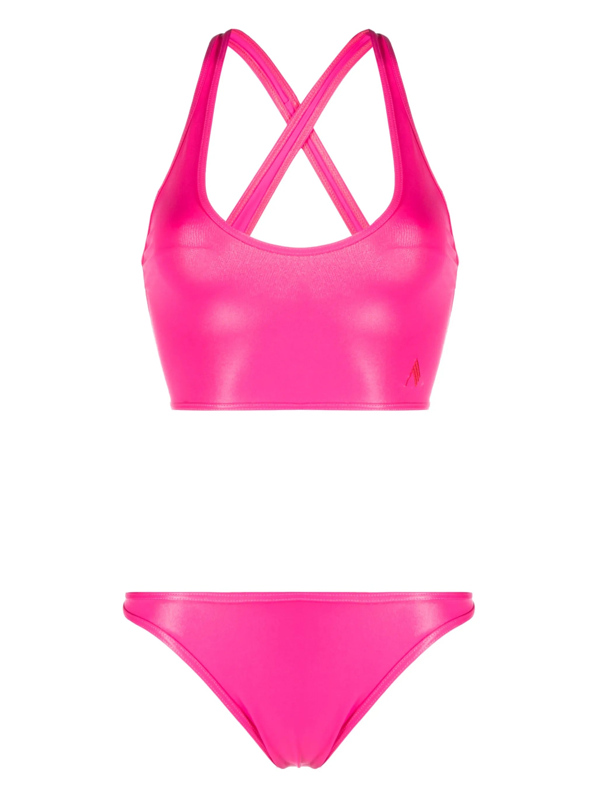 logo-embroidered crossover-strap bikini