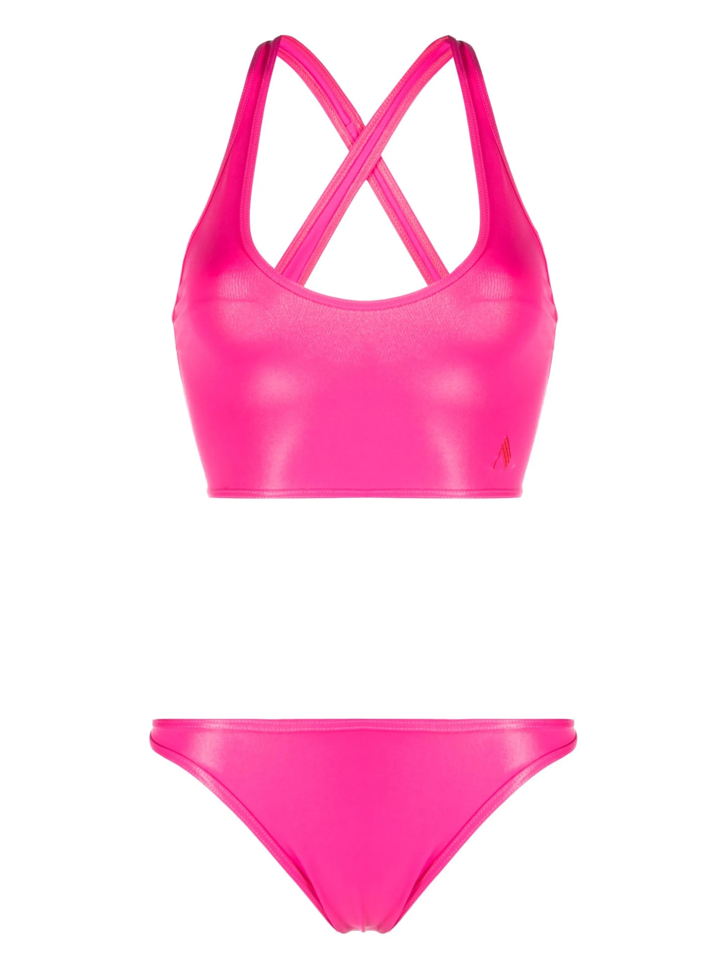 logo-embroidered crossover-strap bikini