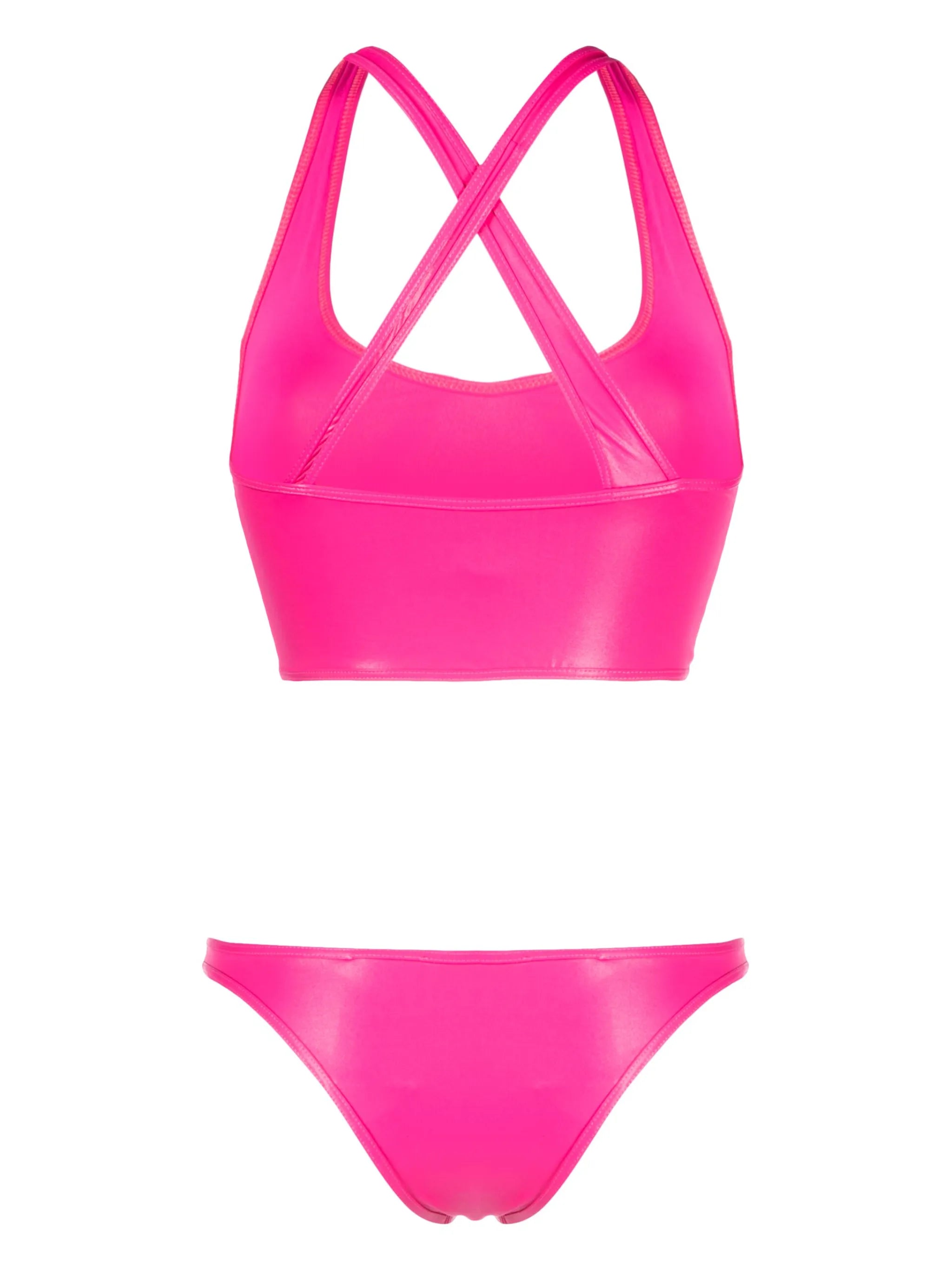 logo-embroidered crossover-strap bikini