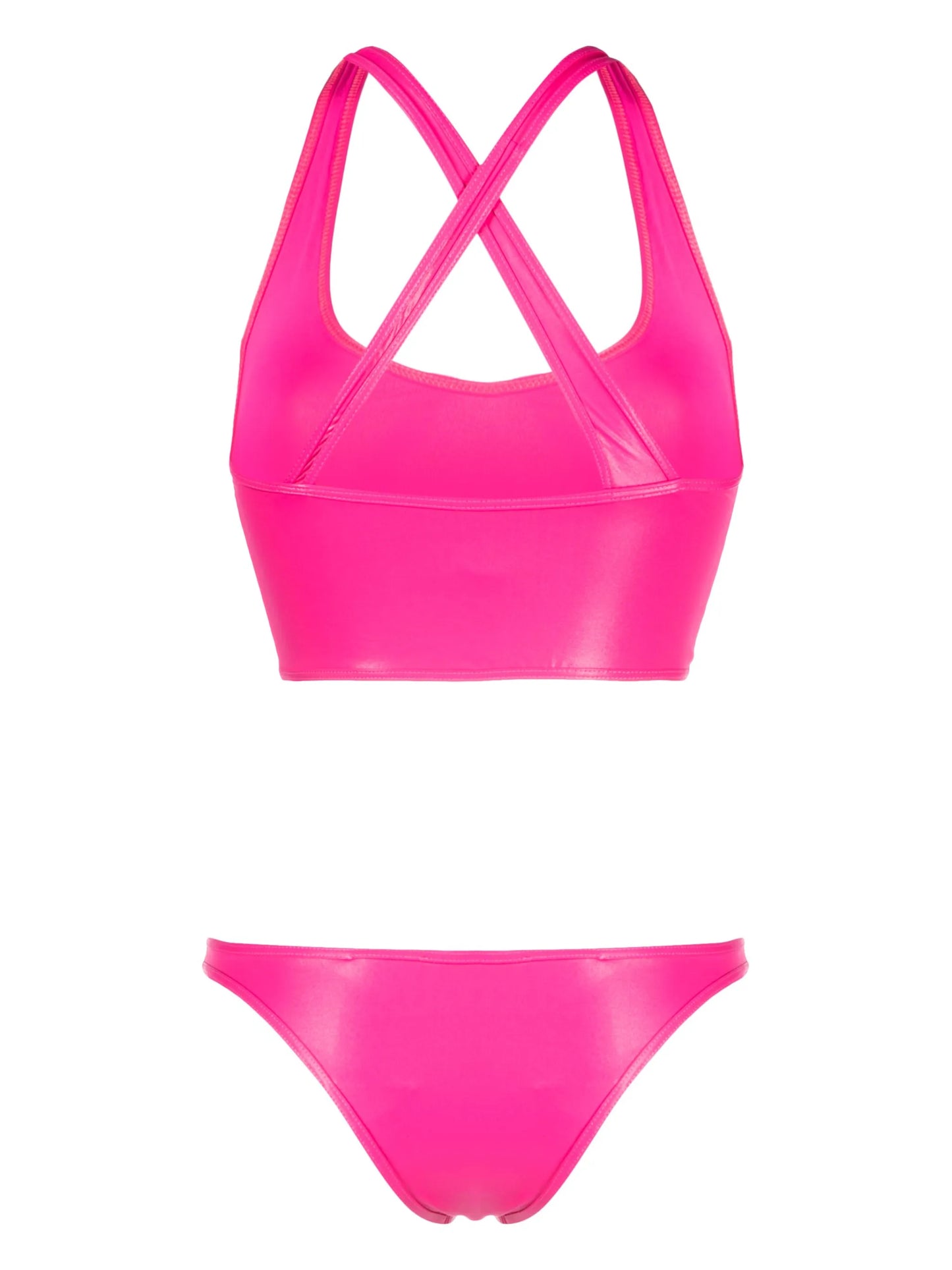 logo-embroidered crossover-strap bikini