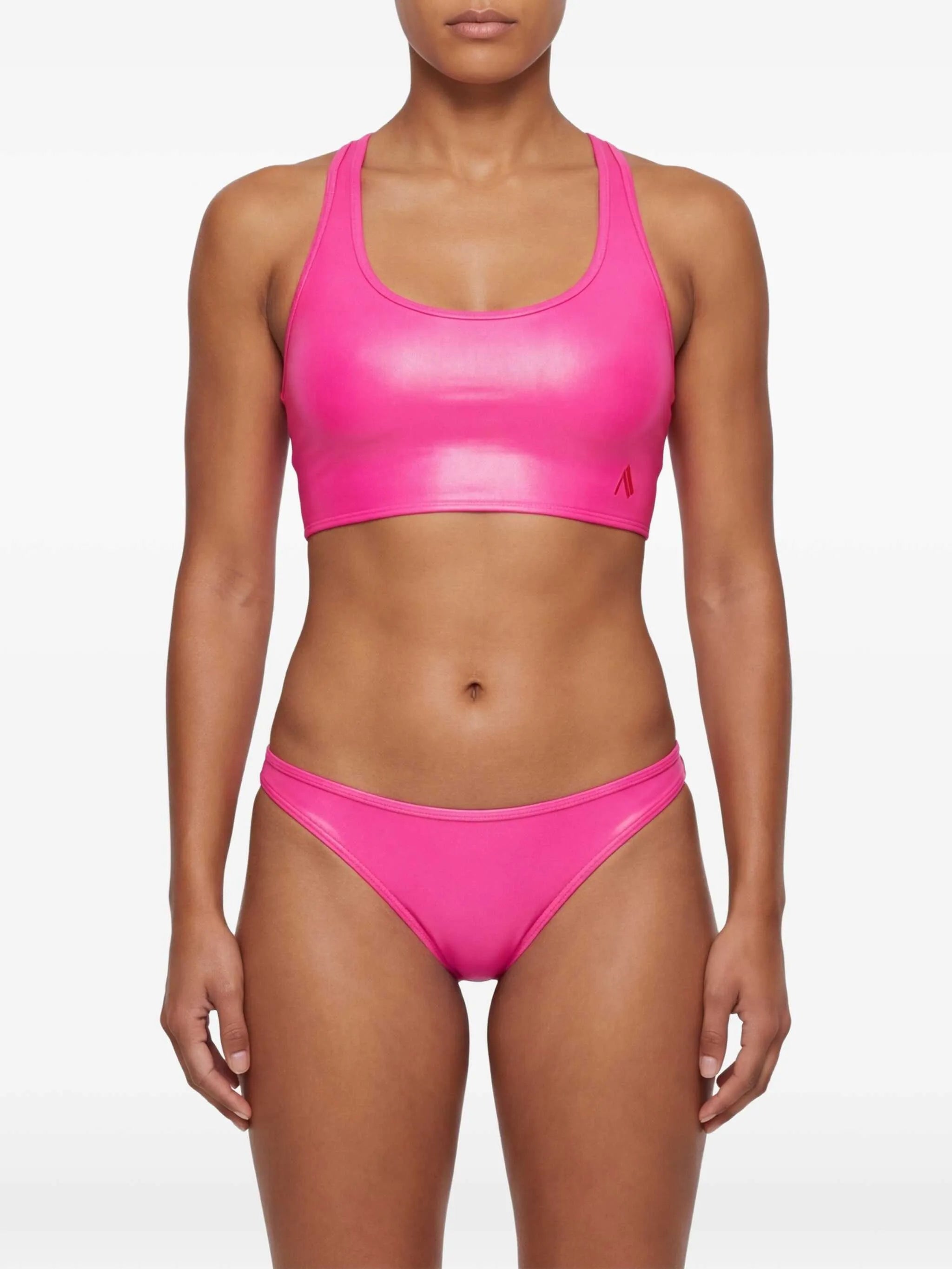logo-embroidered crossover-strap bikini