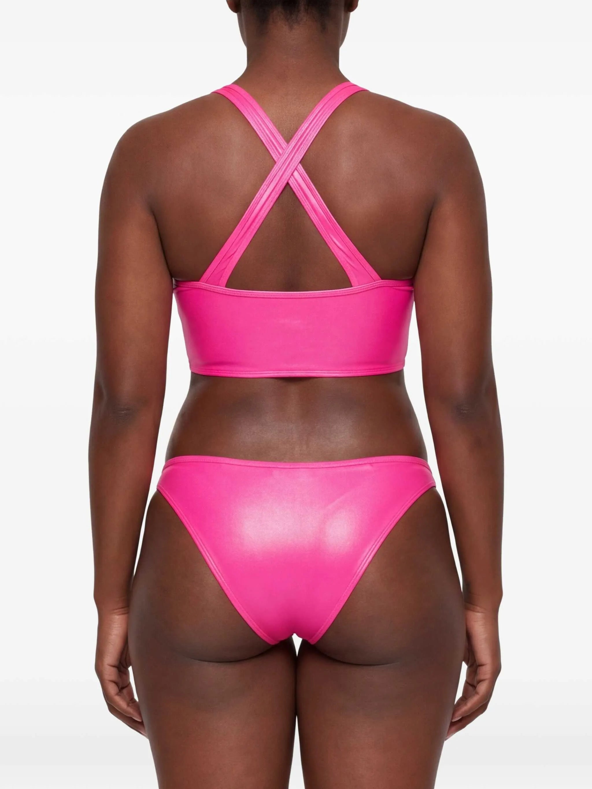 logo-embroidered crossover-strap bikini